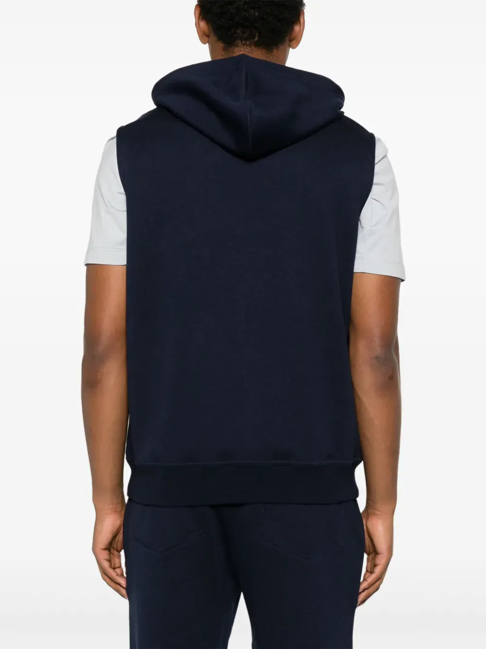 Brunello Cucinelli Navy Blue Sleeveless Hoodie