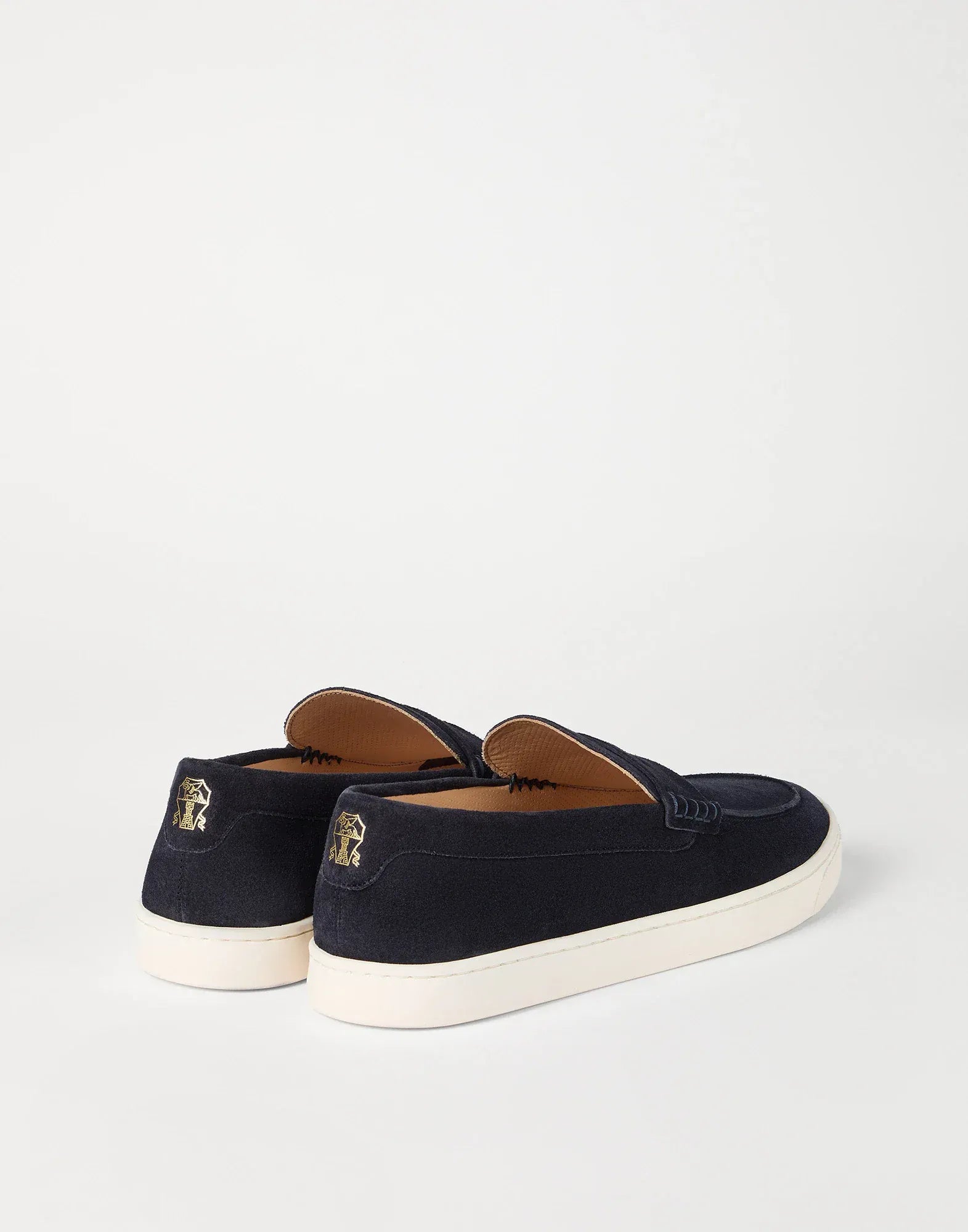 Brunello Cucinelli รองเท้าผ้าใบโลฟเฟอร์หนังกลับสีน้ำเงินกรมท่า