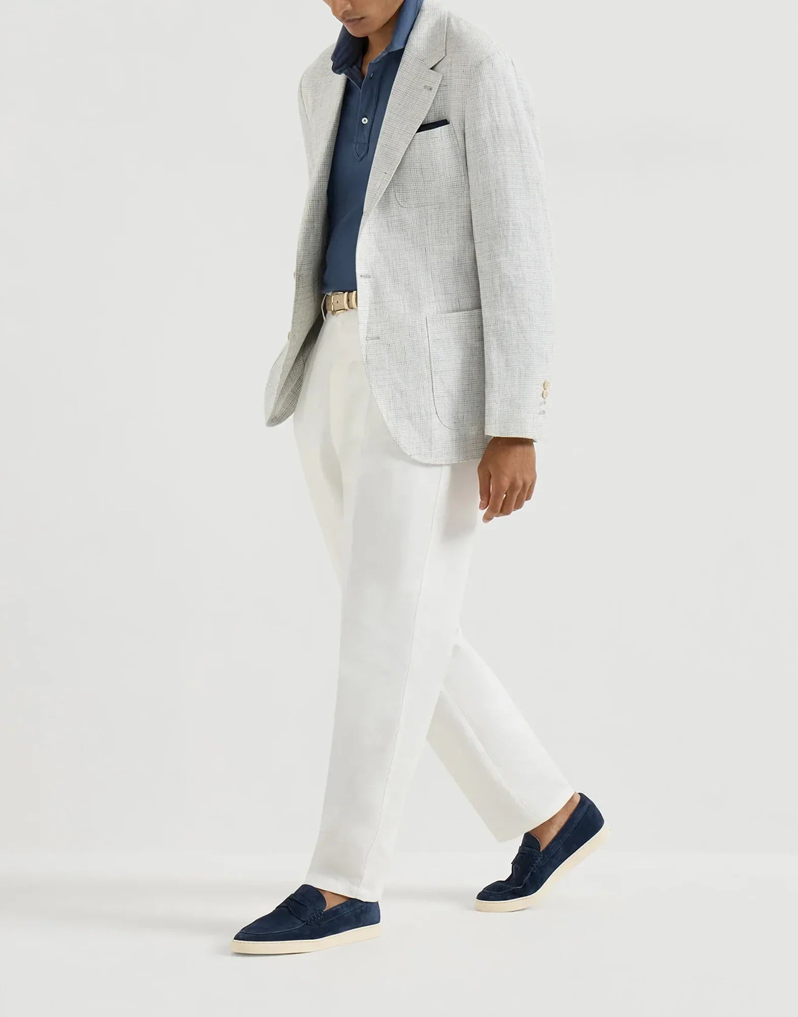 Brunello Cucinelli Navy Blue Suede Loafer Sneakers