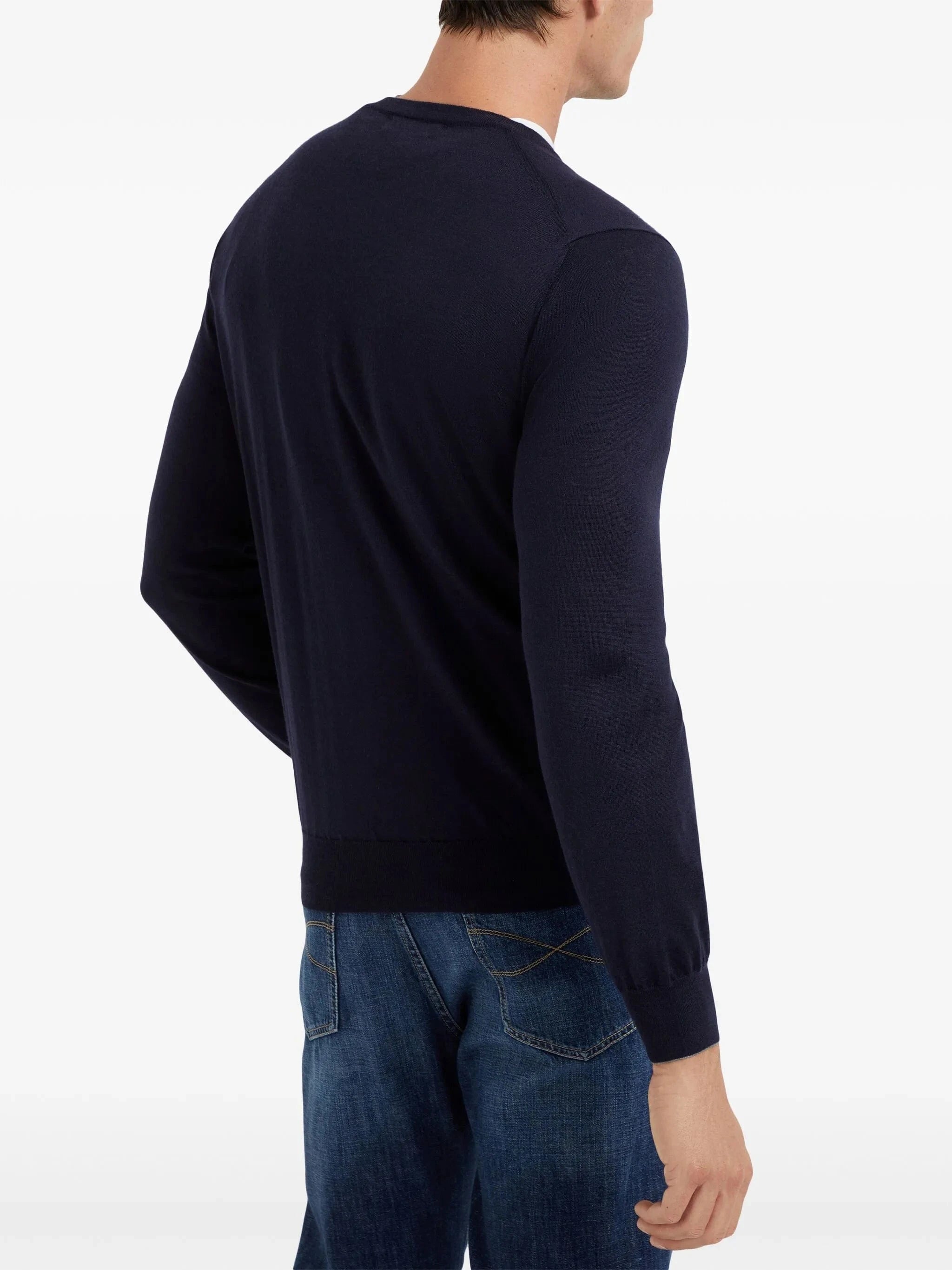 Brunello Cucinelli Navy Cashmere-Silk Sweater