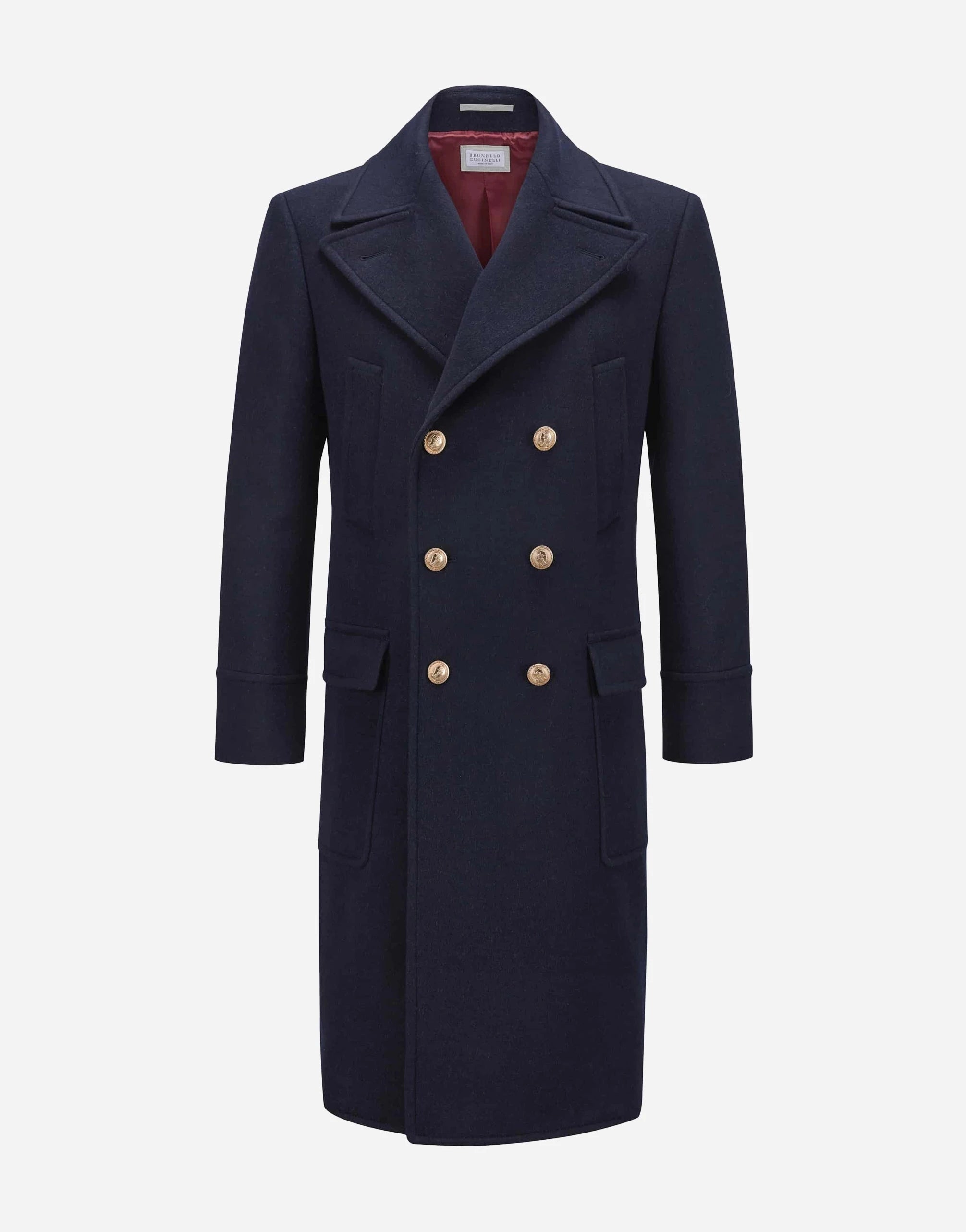 Brunello Cucinelli Navy Double-Breasted Coat