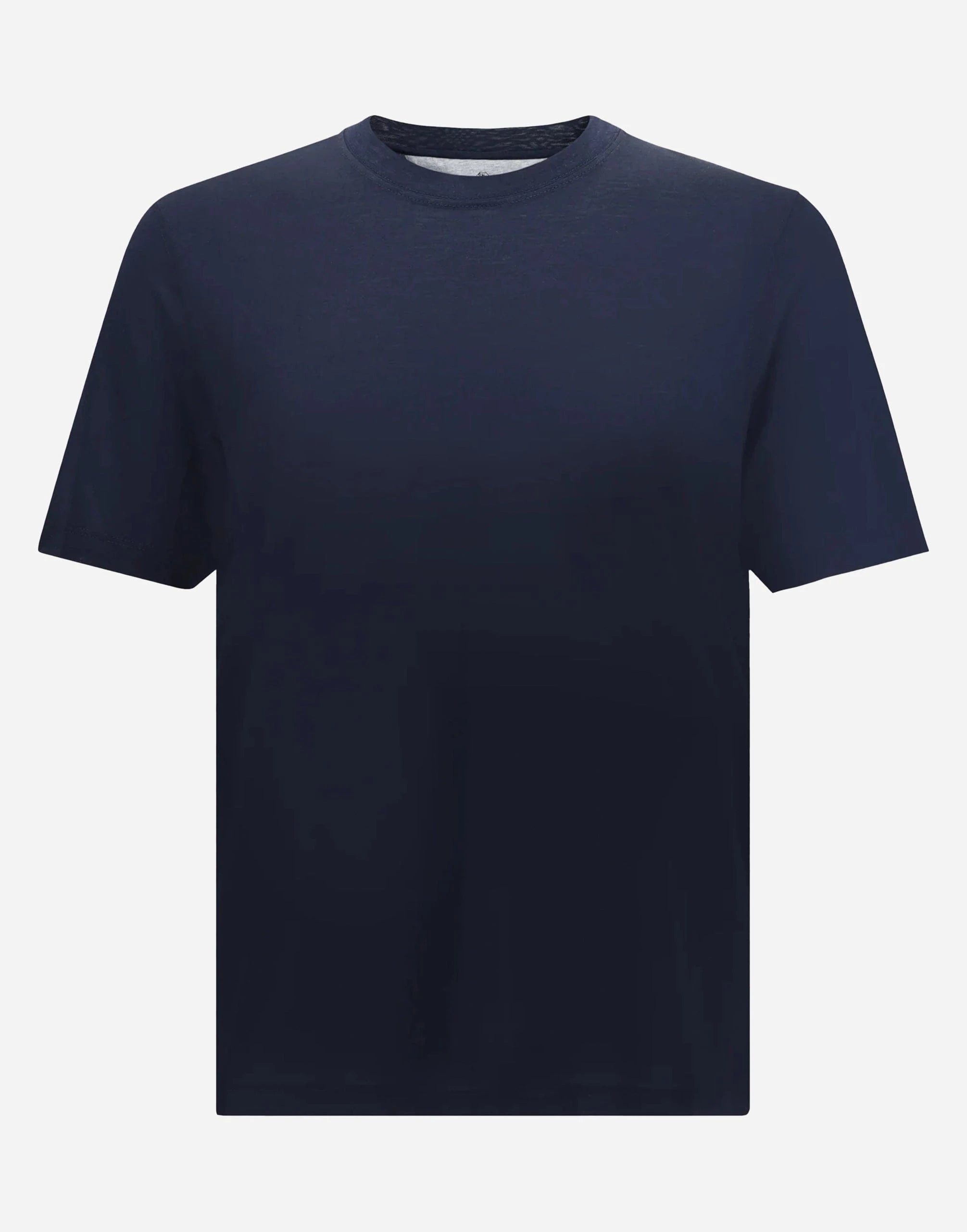 Brunello Cucinelli Navy Silk Crewneck T-Shirt