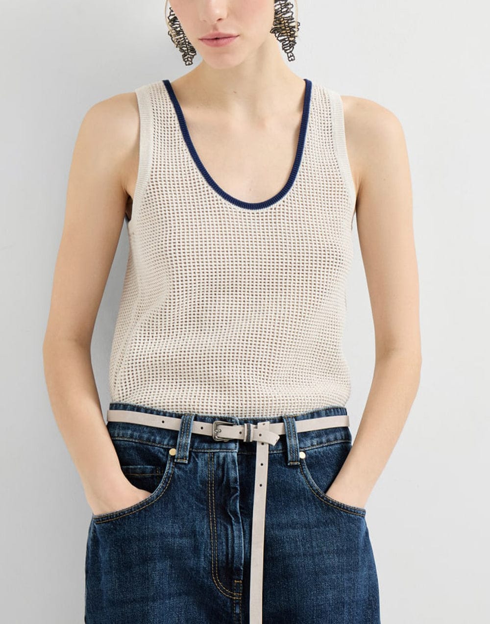 Brunello Cucinelli Net Knit Cotton Top