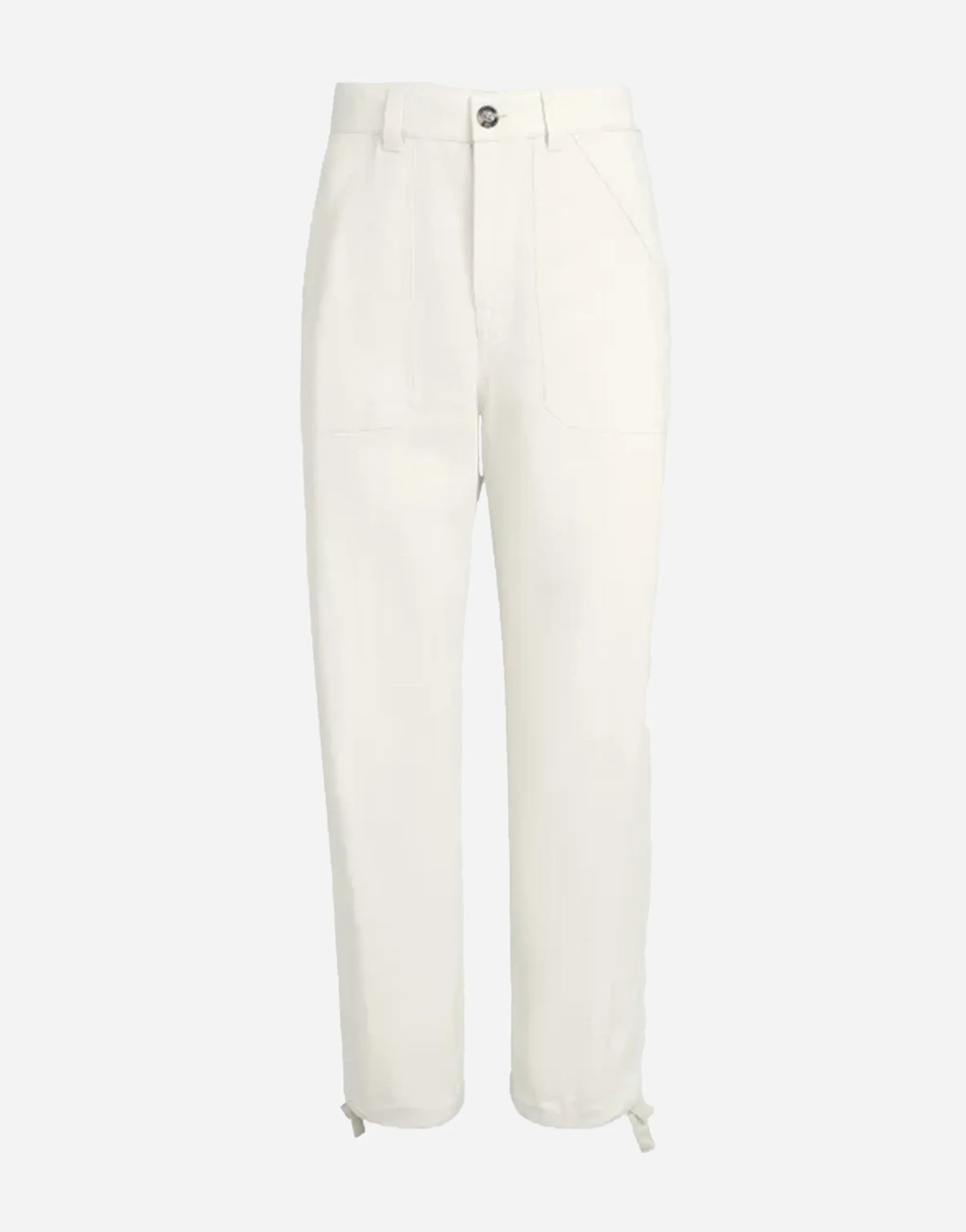 Brunello Cucinelli Off-White Drawstring Drill Trousers