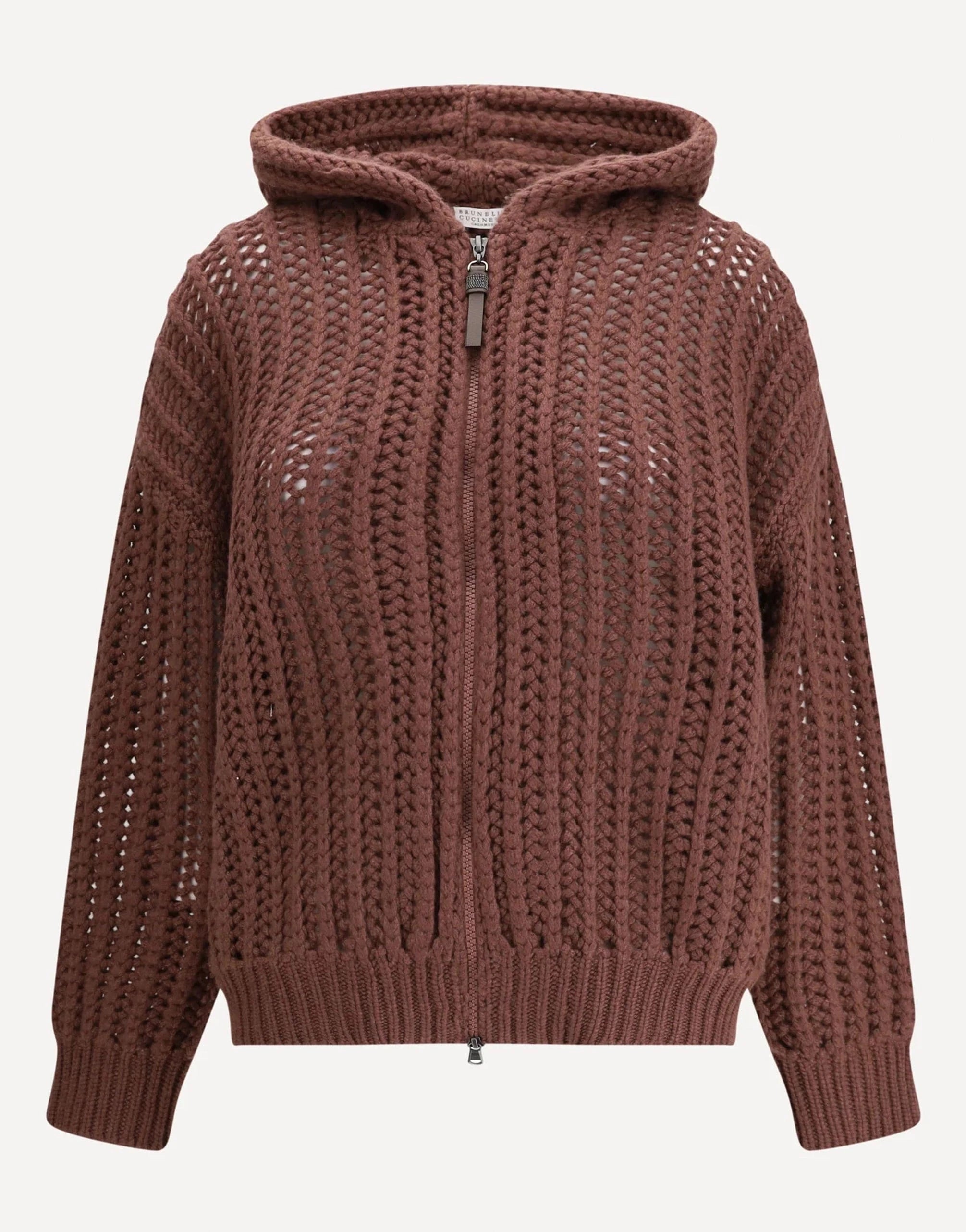 Brunello Cucinelli Openwork Rib Cashmere Hoodie