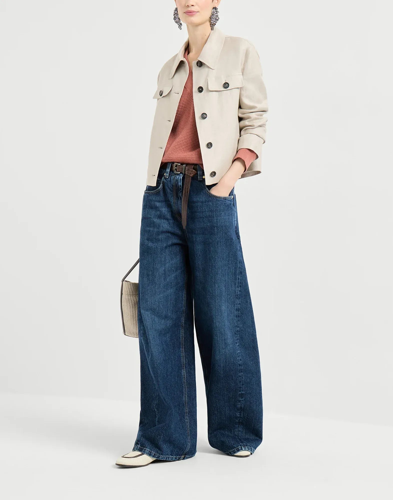 Brunello Cucinelli Orange Cashmere Net Sweater