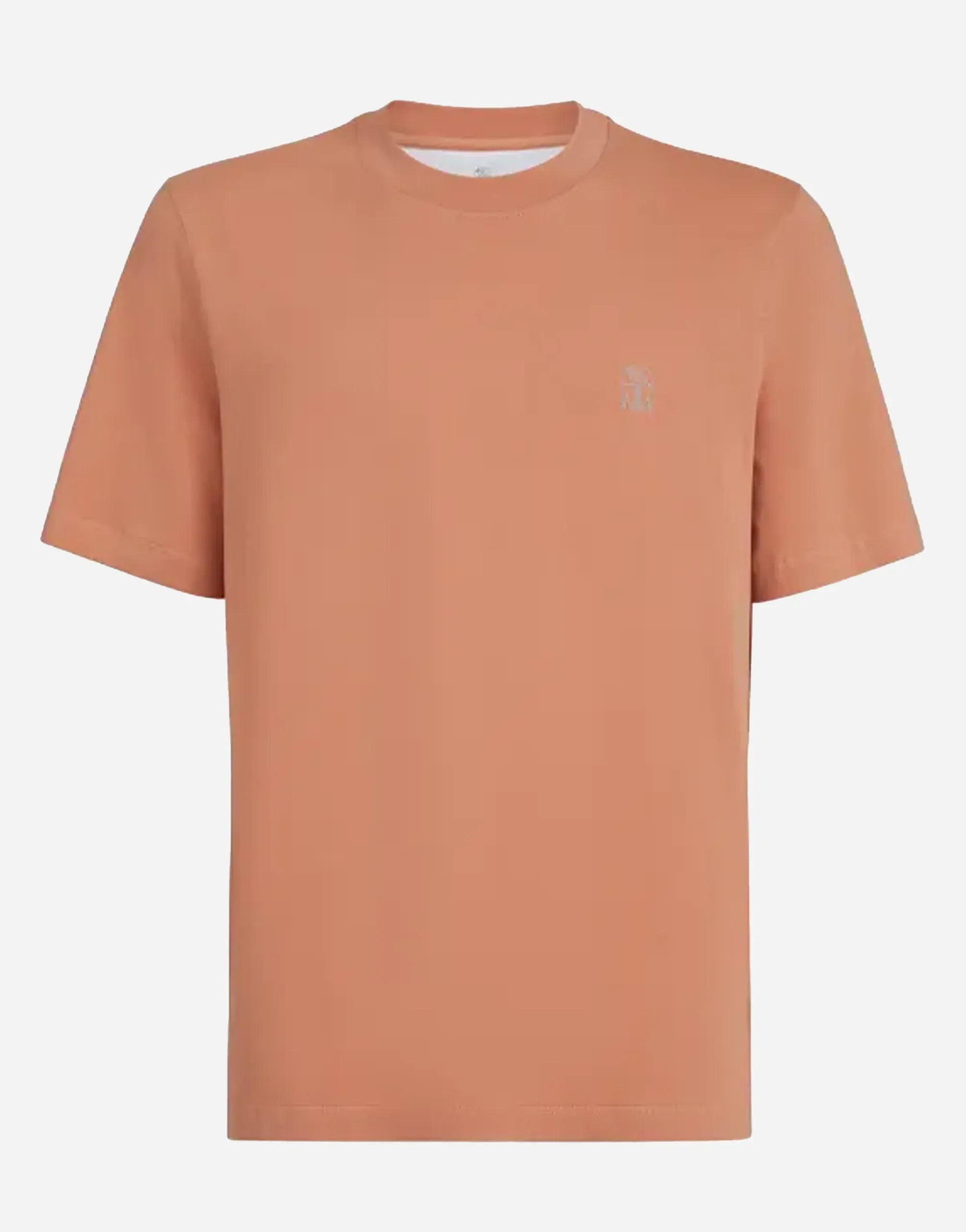 Brunello Cucinelli Orange Cotton Logo Jersey T-Shirt