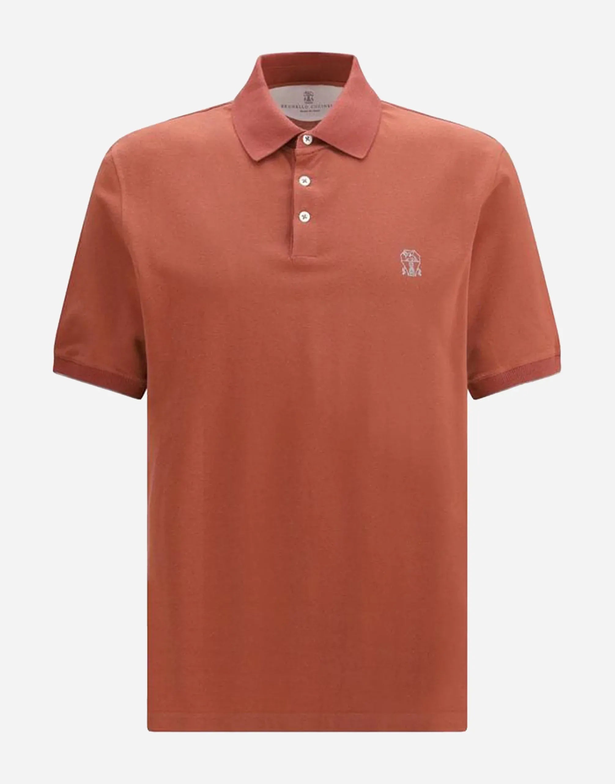 Brunello Cucinelli Orange Cotton Piqué Logo Polo Shirt