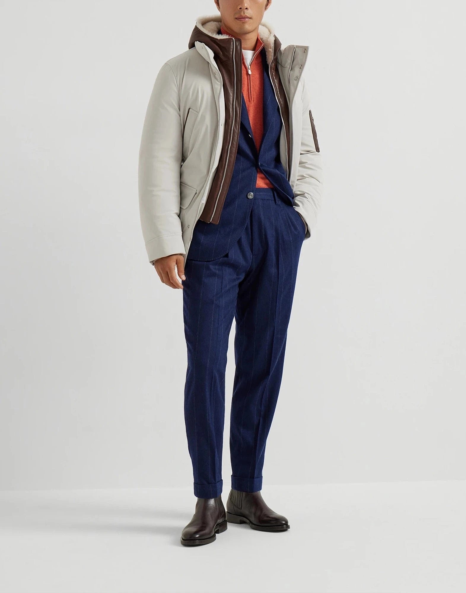 Brunello Cucinelli Orange Half-Zip Cashmere Sweater