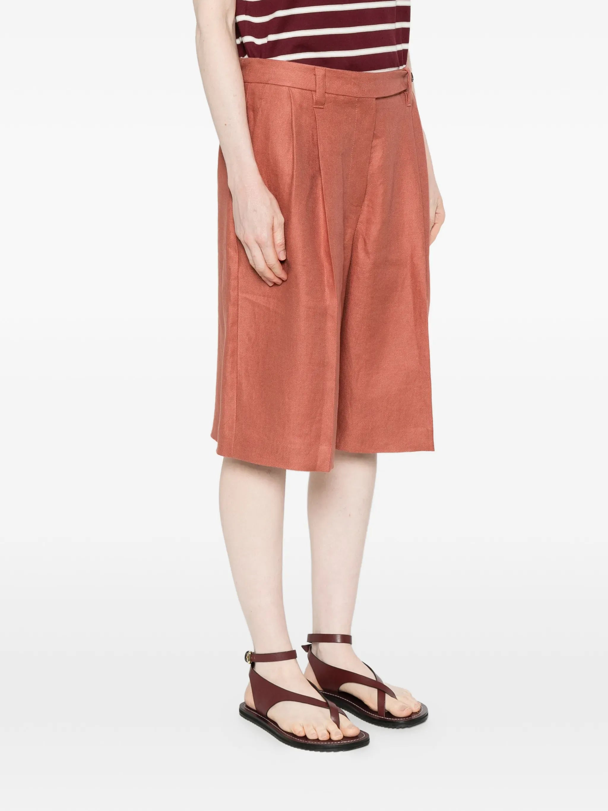 Brunello Cucinelli Orange Pleated Shorts