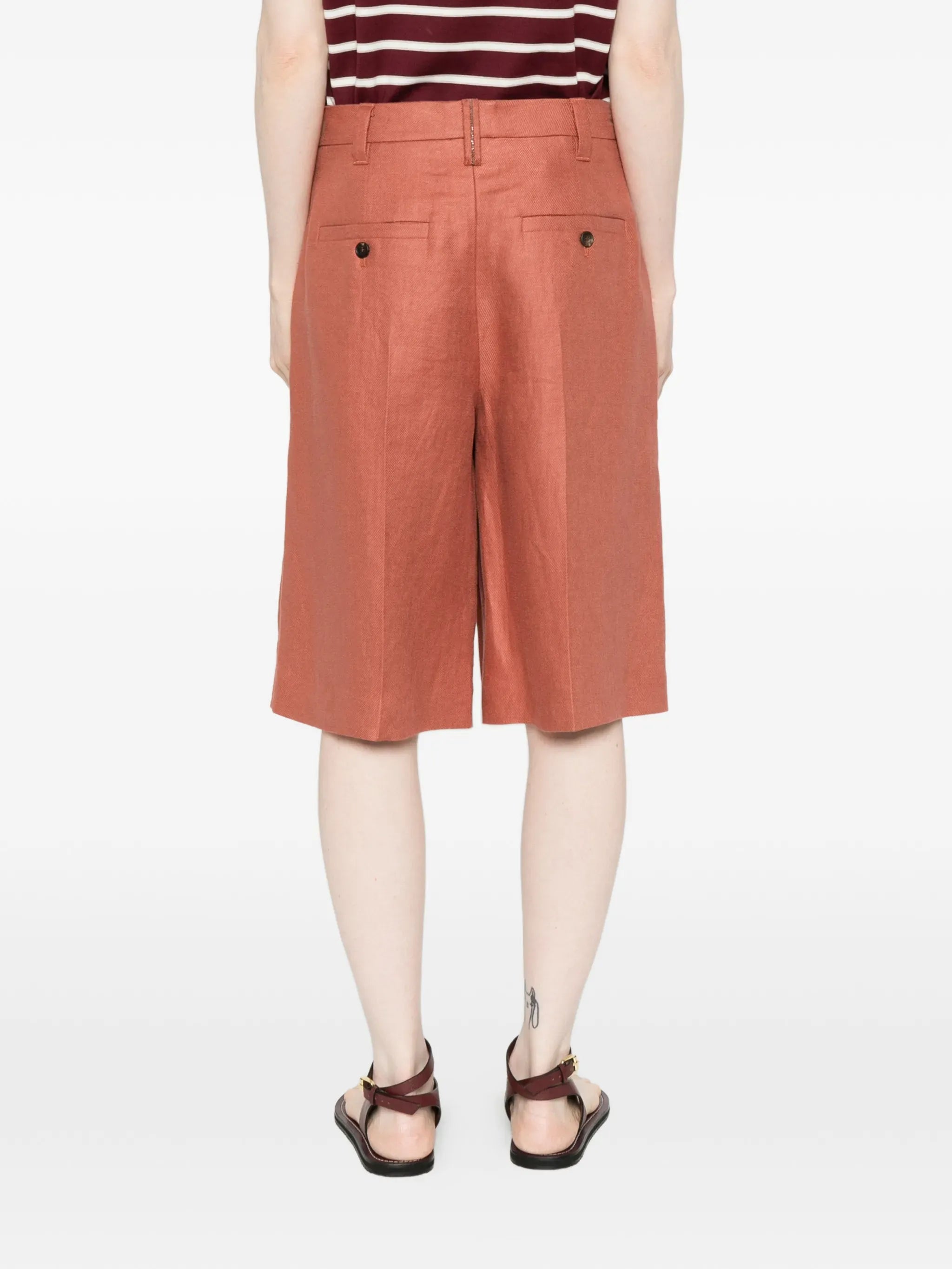 Brunello Cucinelli Orange Pleated Shorts