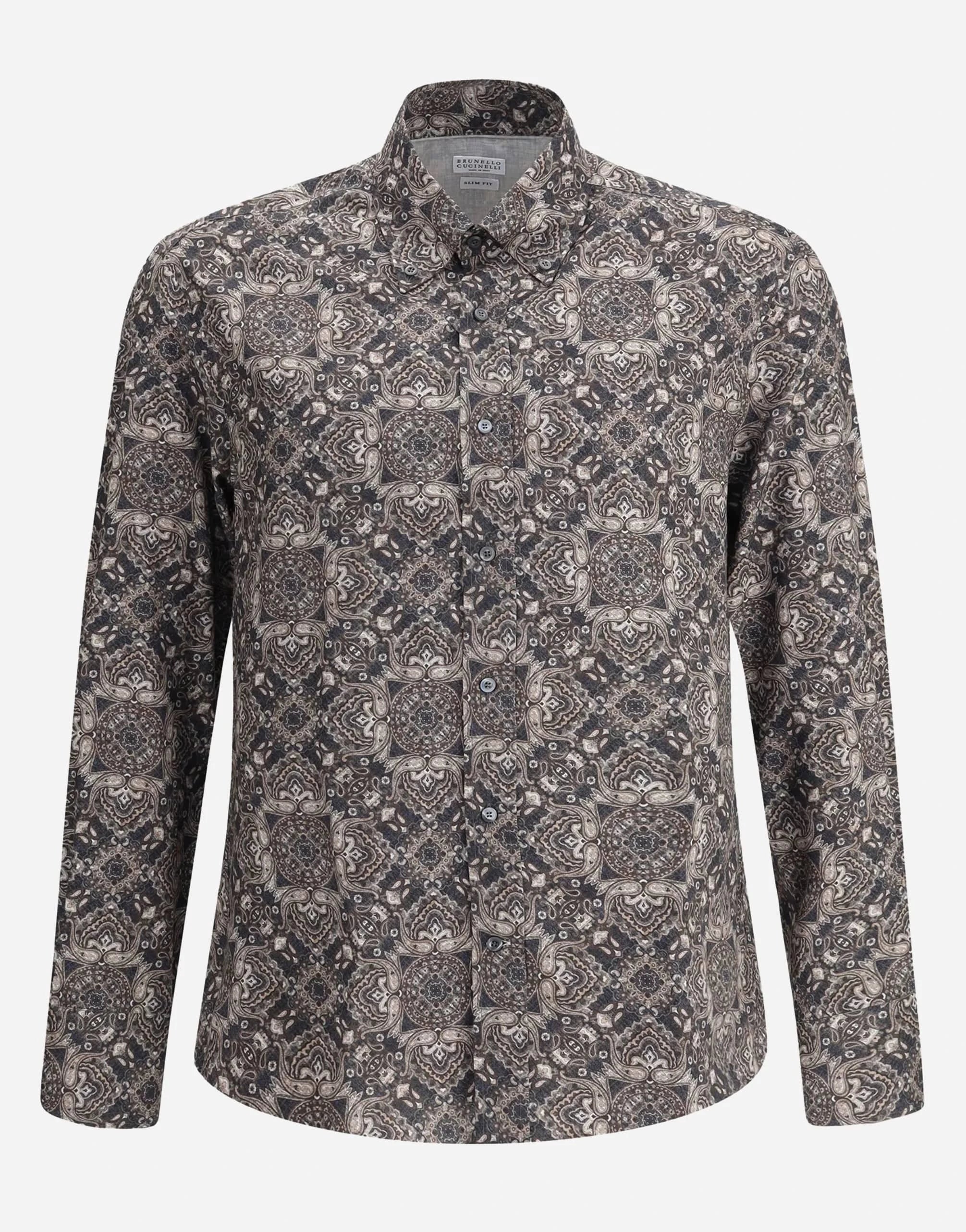 Brunello Cucinelli Paisley Twill Slim Fit Shirt