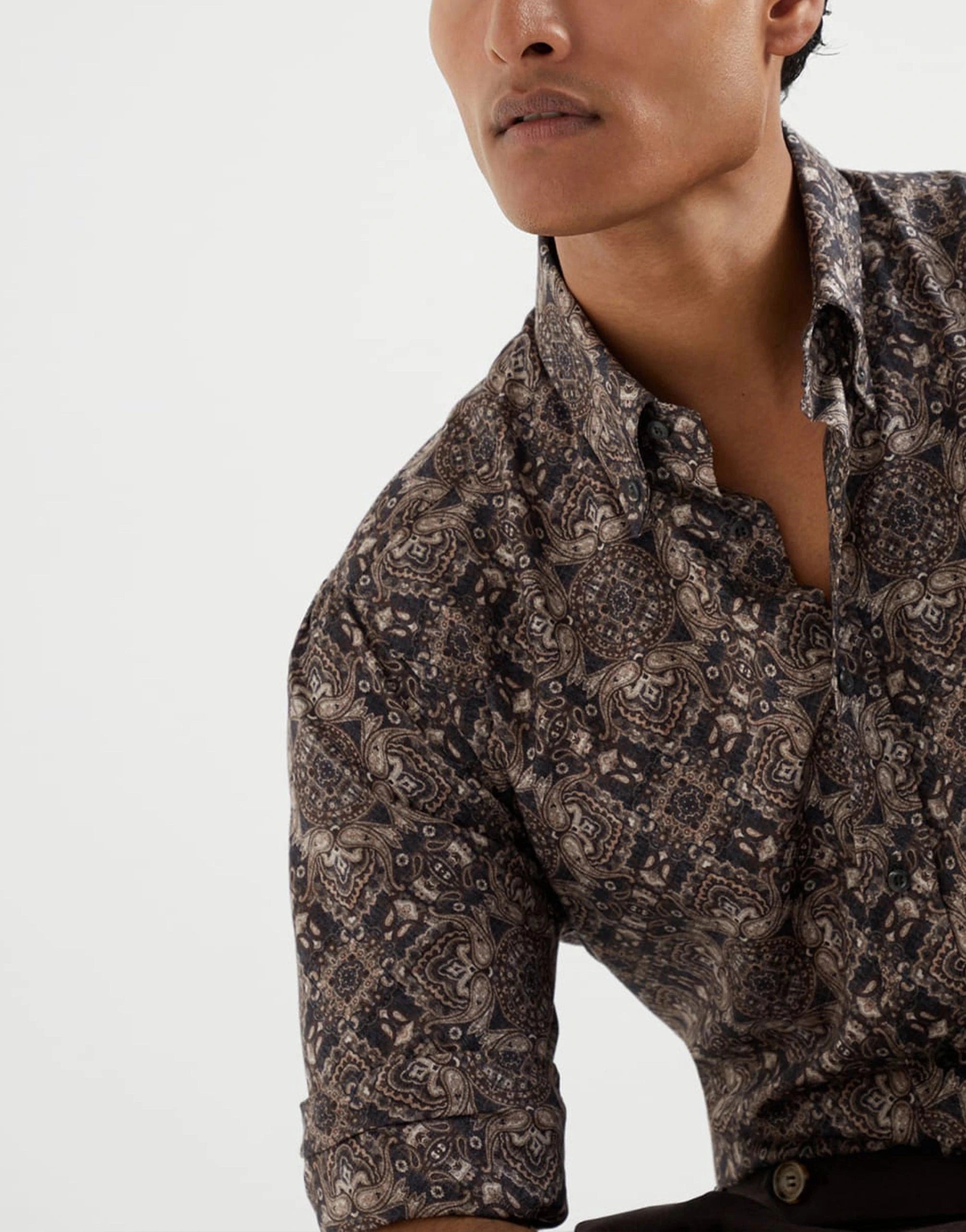 Brunello Cucinelli Paisley Twill Slim Fit Shirt