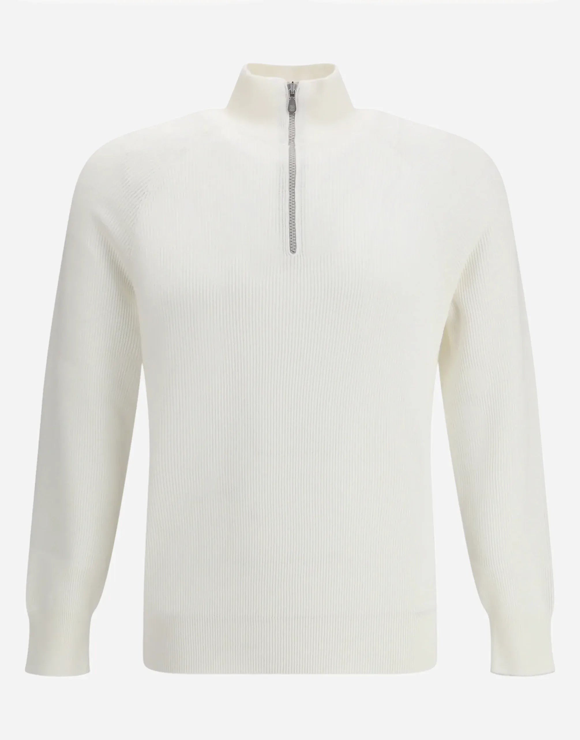 Brunello Cucinelli Panama Cotton Half-Zip Rib Sweater