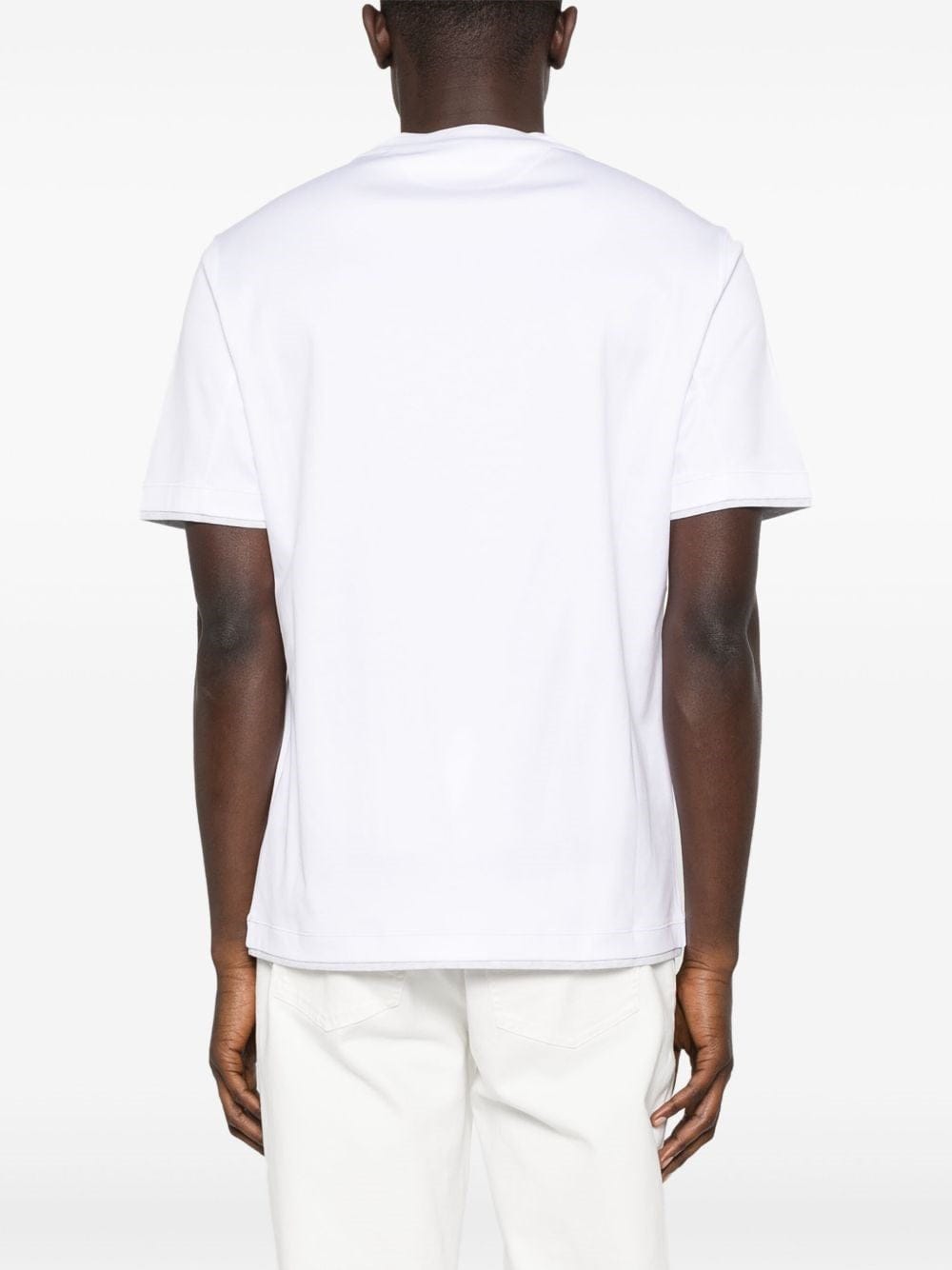 Brunello Cucinelli Panama Cotton Jersey Crew Neck Logo T-Shirt