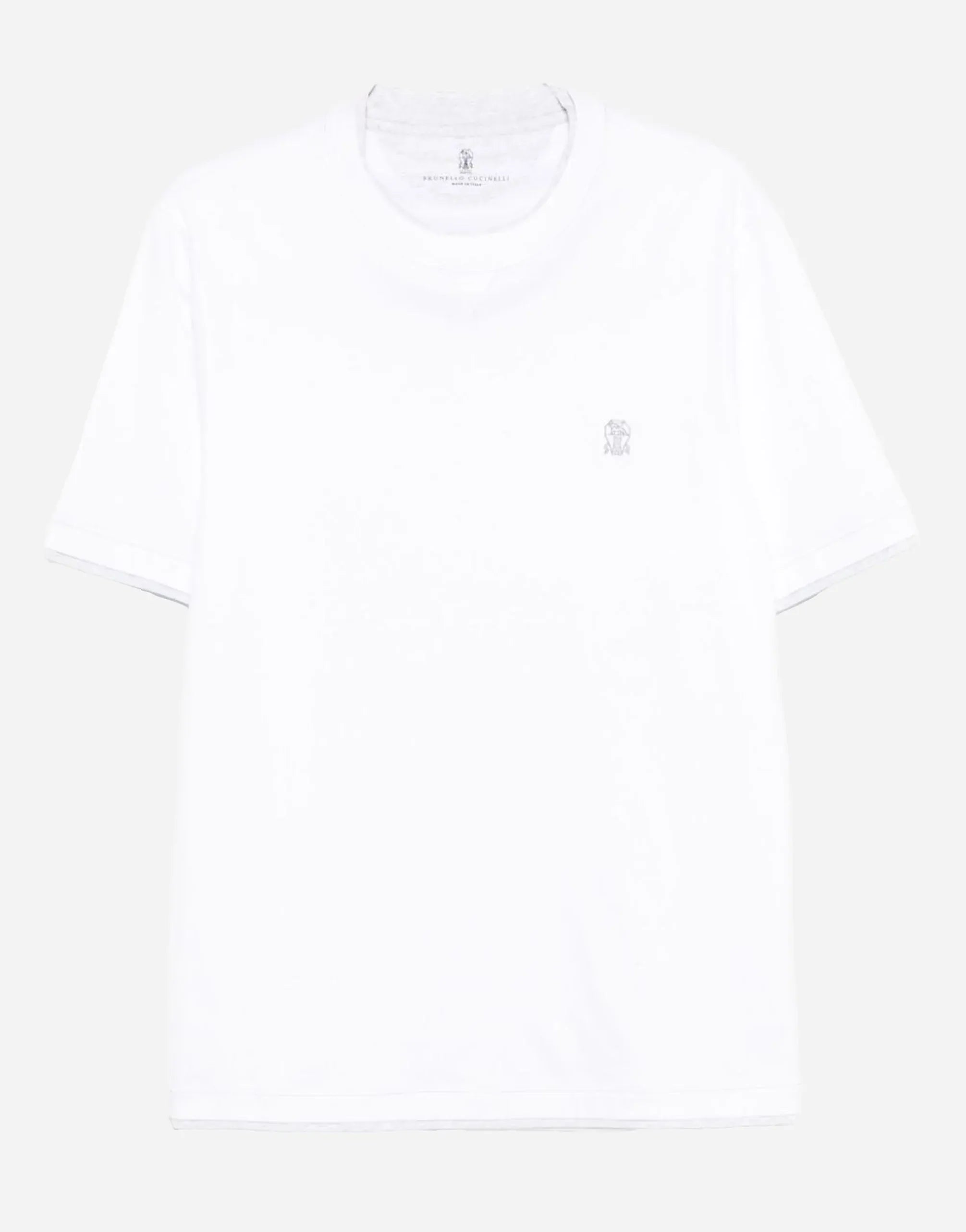 Brunello Cucinelli Panama Cotton Jersey Crew Neck Logo T-Shirt