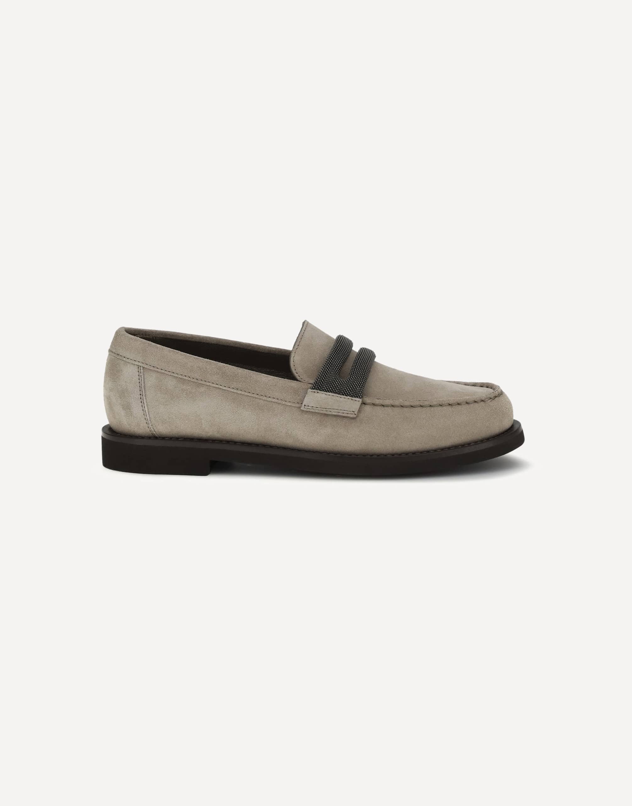 Brunello Cucinelli Penny Loafers Suede Precious Clamp