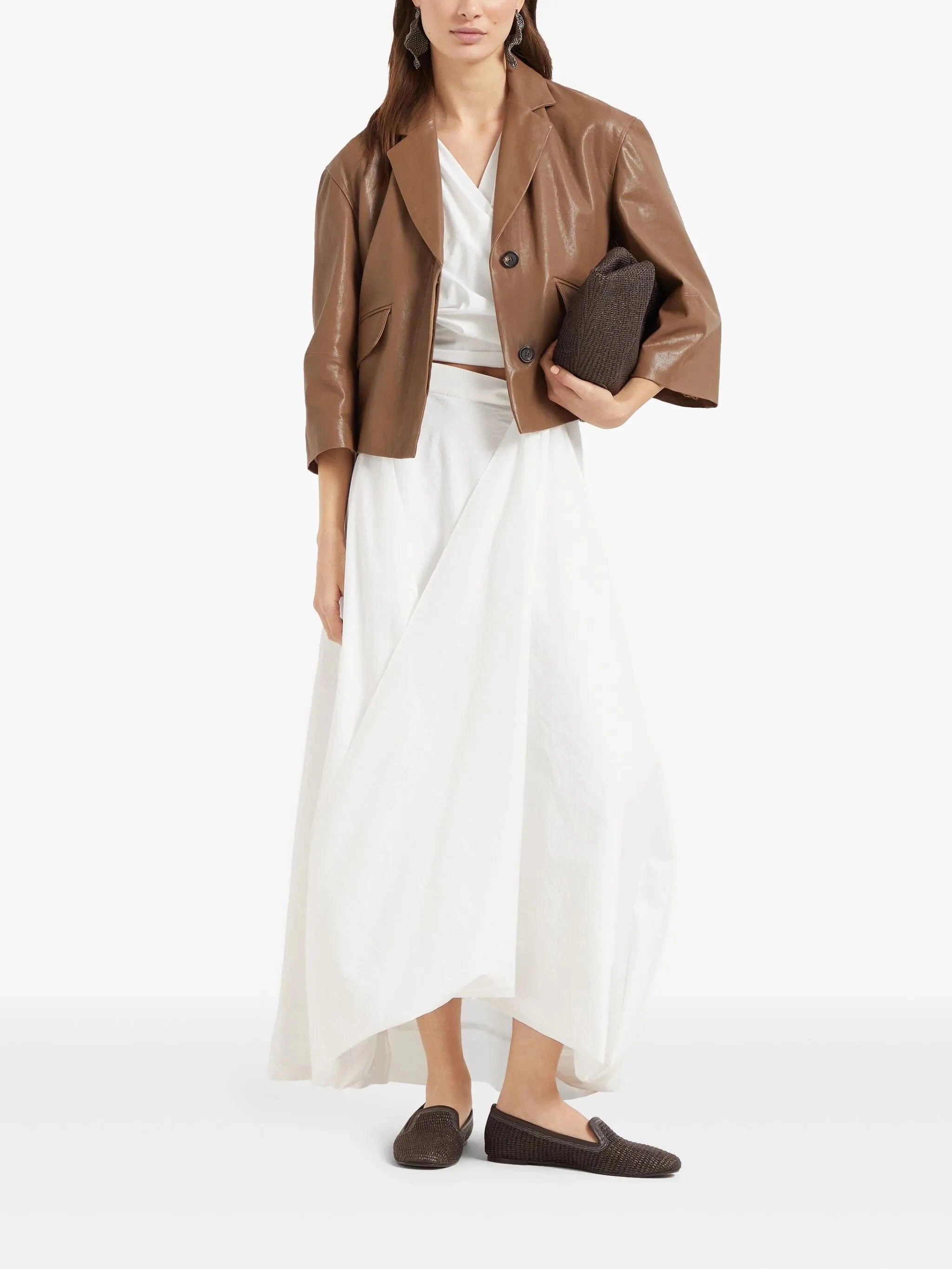 Brunello Cucinelli Poplin Kimono-Style Blouse