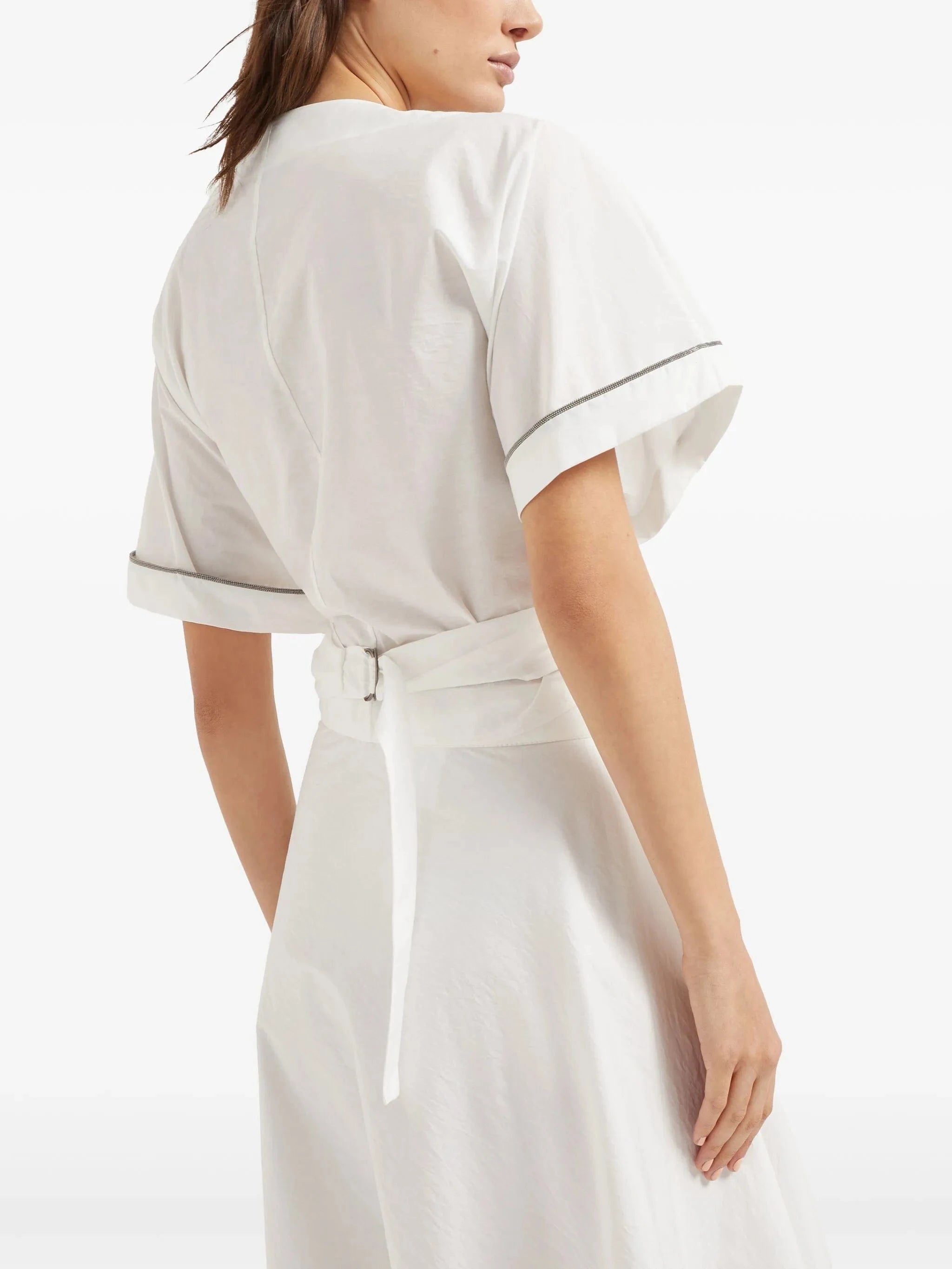 Brunello Cucinelli Poplin Kimono-Style Blouse