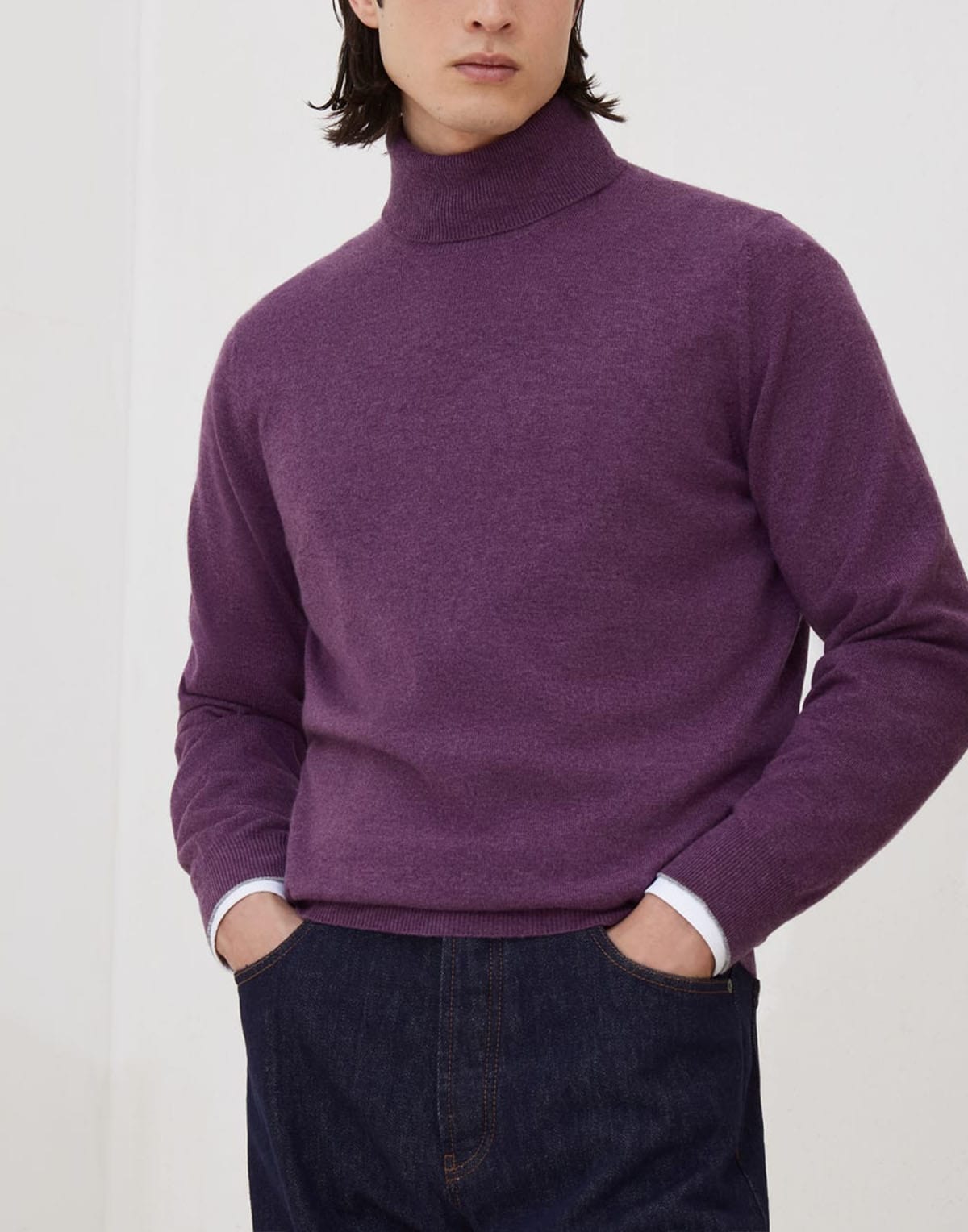 Brunello Cucinelli Purple Cashmere Turtleneck Sweater