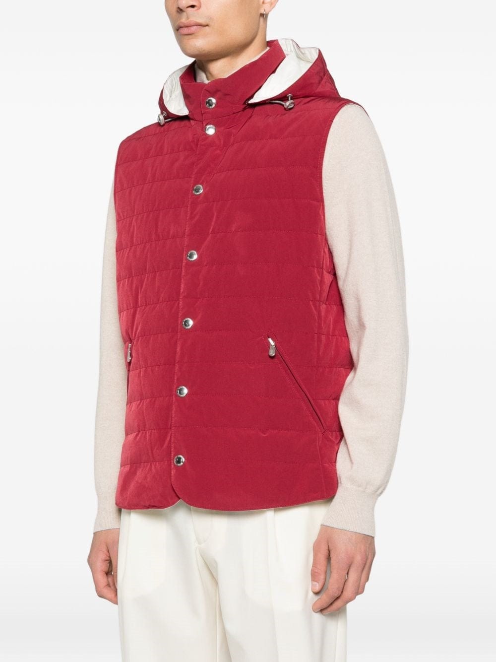 Brunello Cucinelli Red Hooded Down Vest