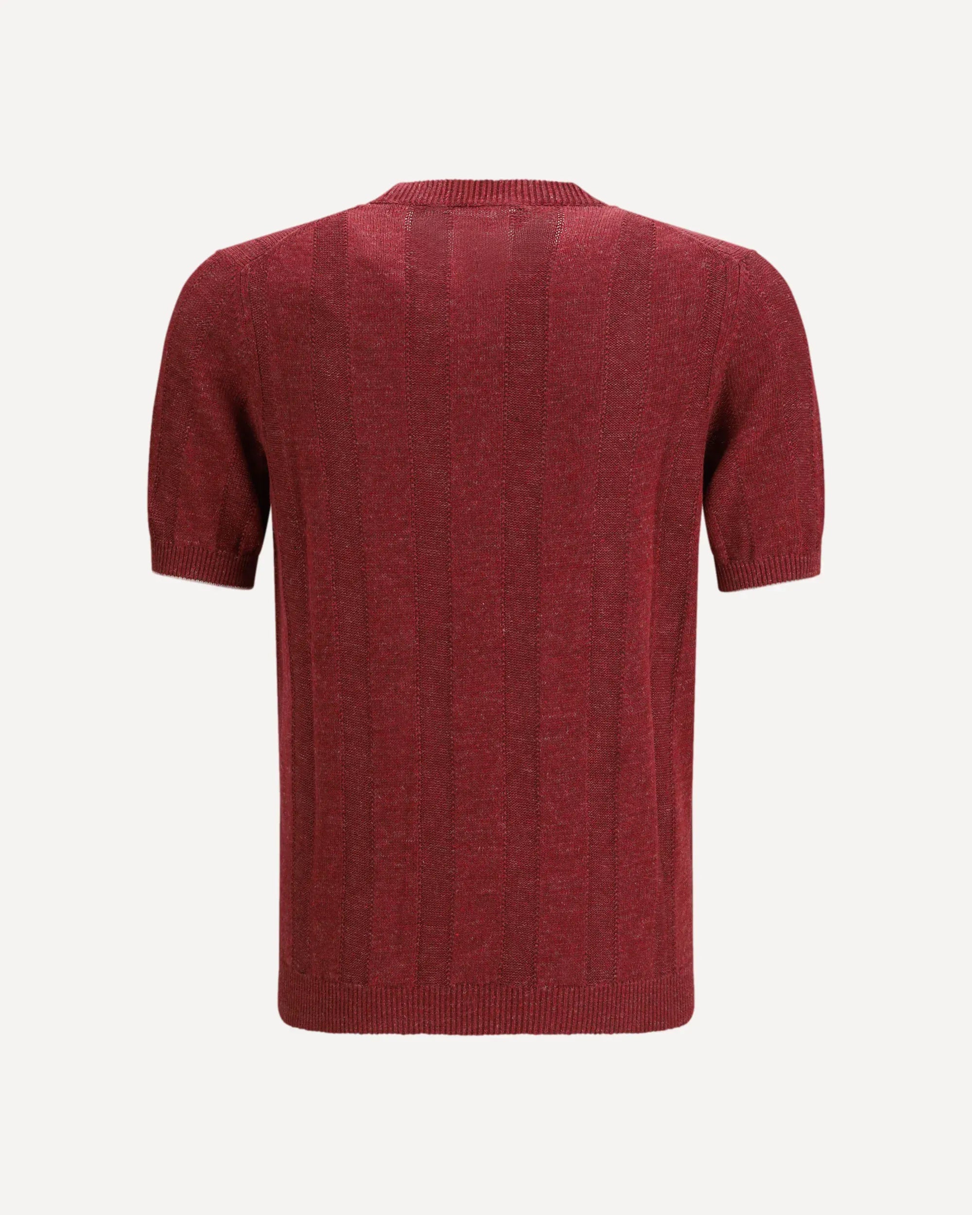 Brunello Cucinelli Red Linen-Cotton Blend T-Shirt