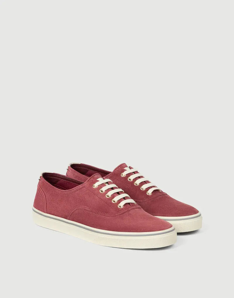 Brunello Cucinelli Red Reversed Leather Sneakers