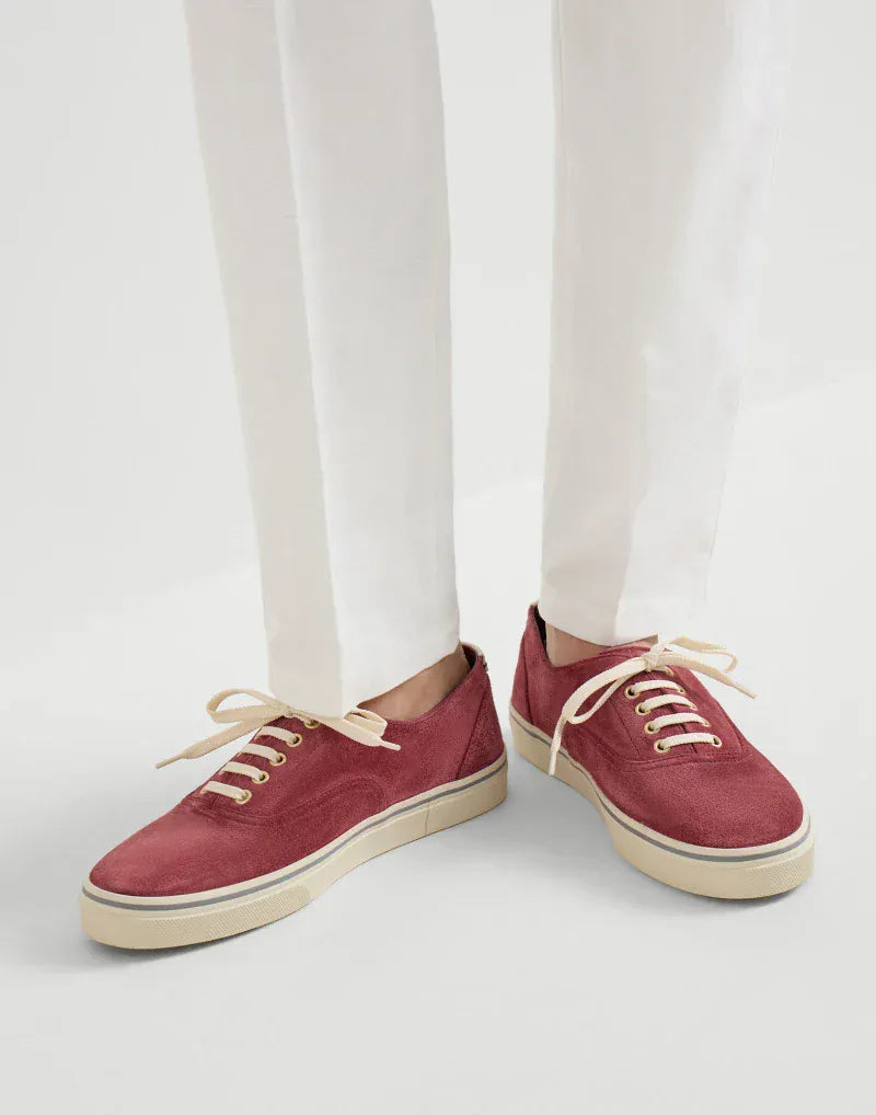 Brunello Cucinelli Red Reversed Leather Sneakers