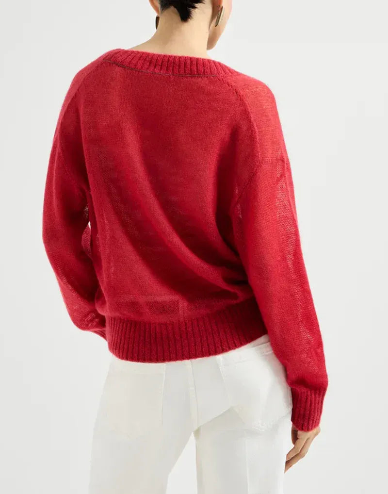Brunello Cucinelli Red Wool and Mohair Sweater