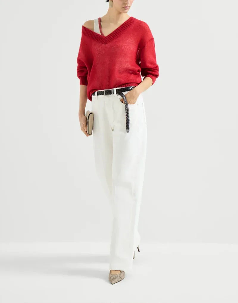 Brunello Cucinelli Red Wool and Mohair Sweater