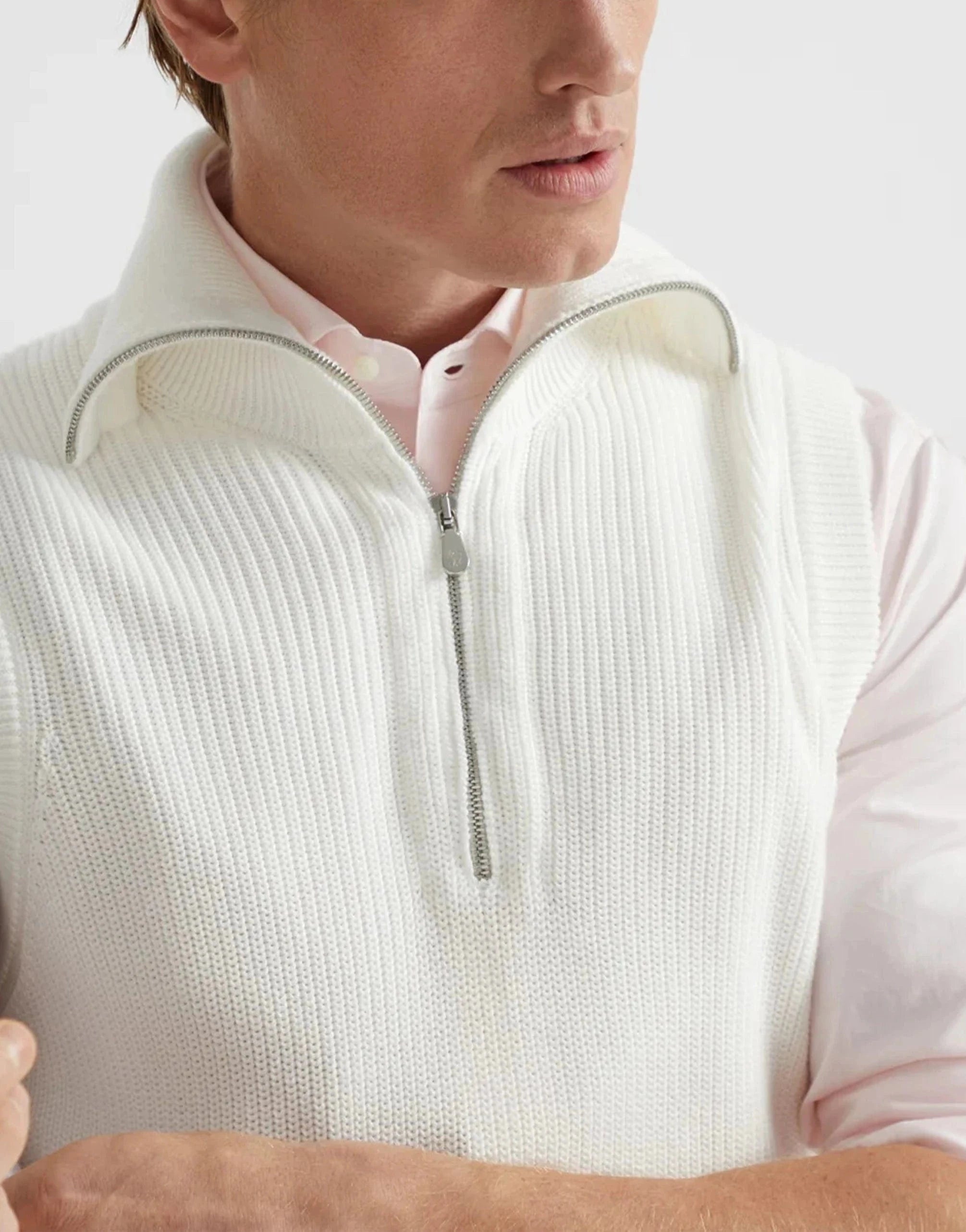 Brunello Cucinelli Rib Half-Zip Sweater Vest