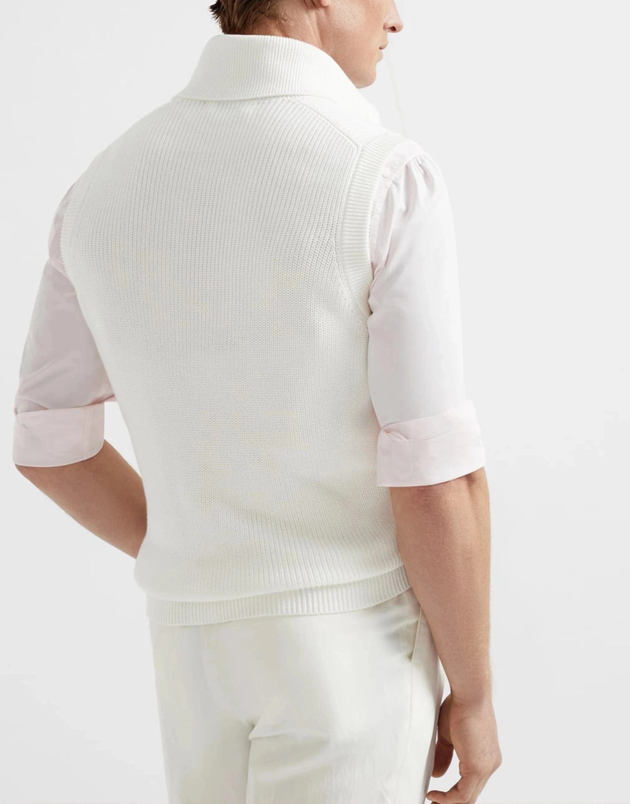 Brunello Cucinelli Rib Half-Zip Sweater Vest