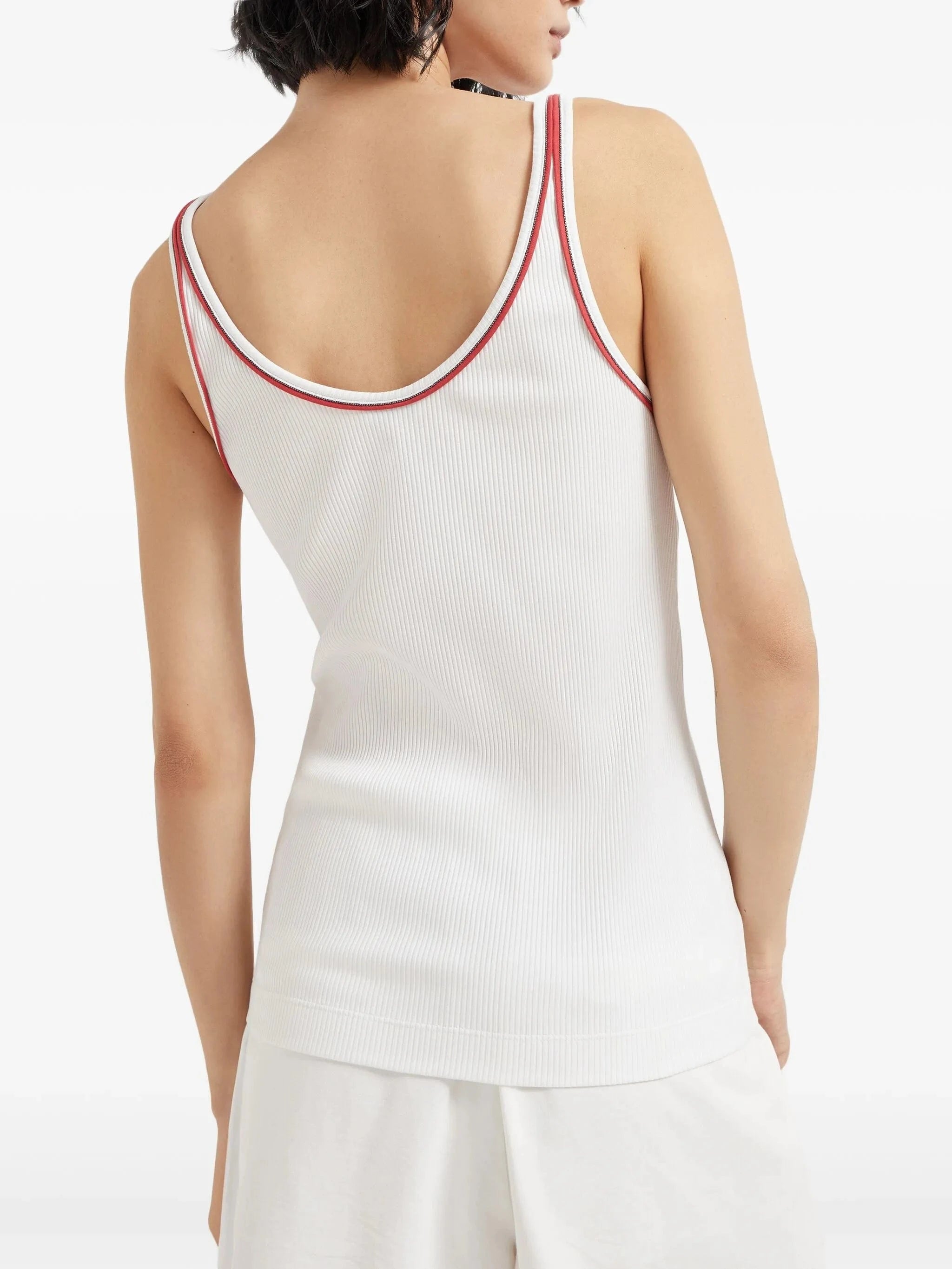 Brunello Cucinelli Ribbed Cotton Monili-Trim Tank Top