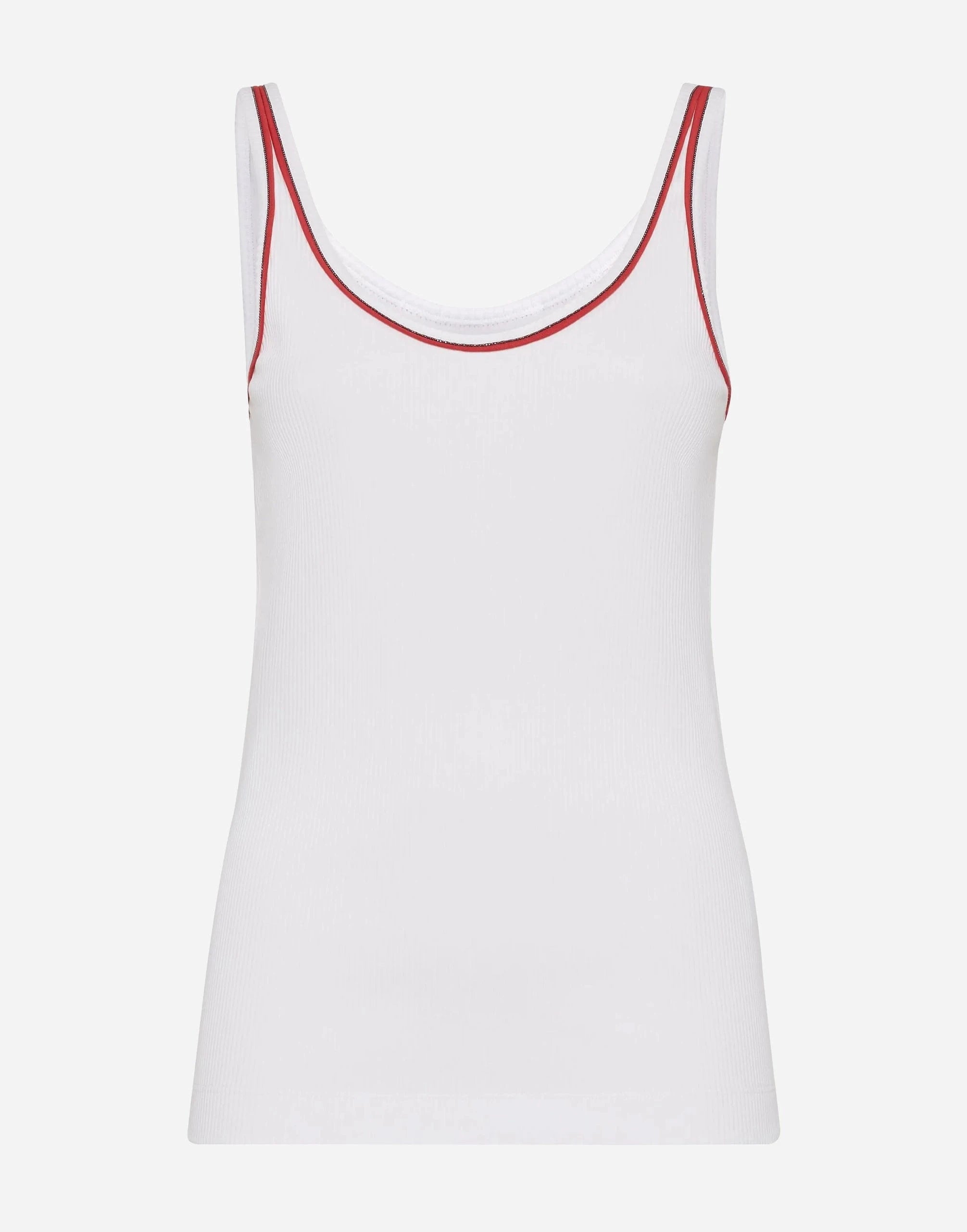 Brunello Cucinelli Ribbed Cotton Monili-Trim Tank Top