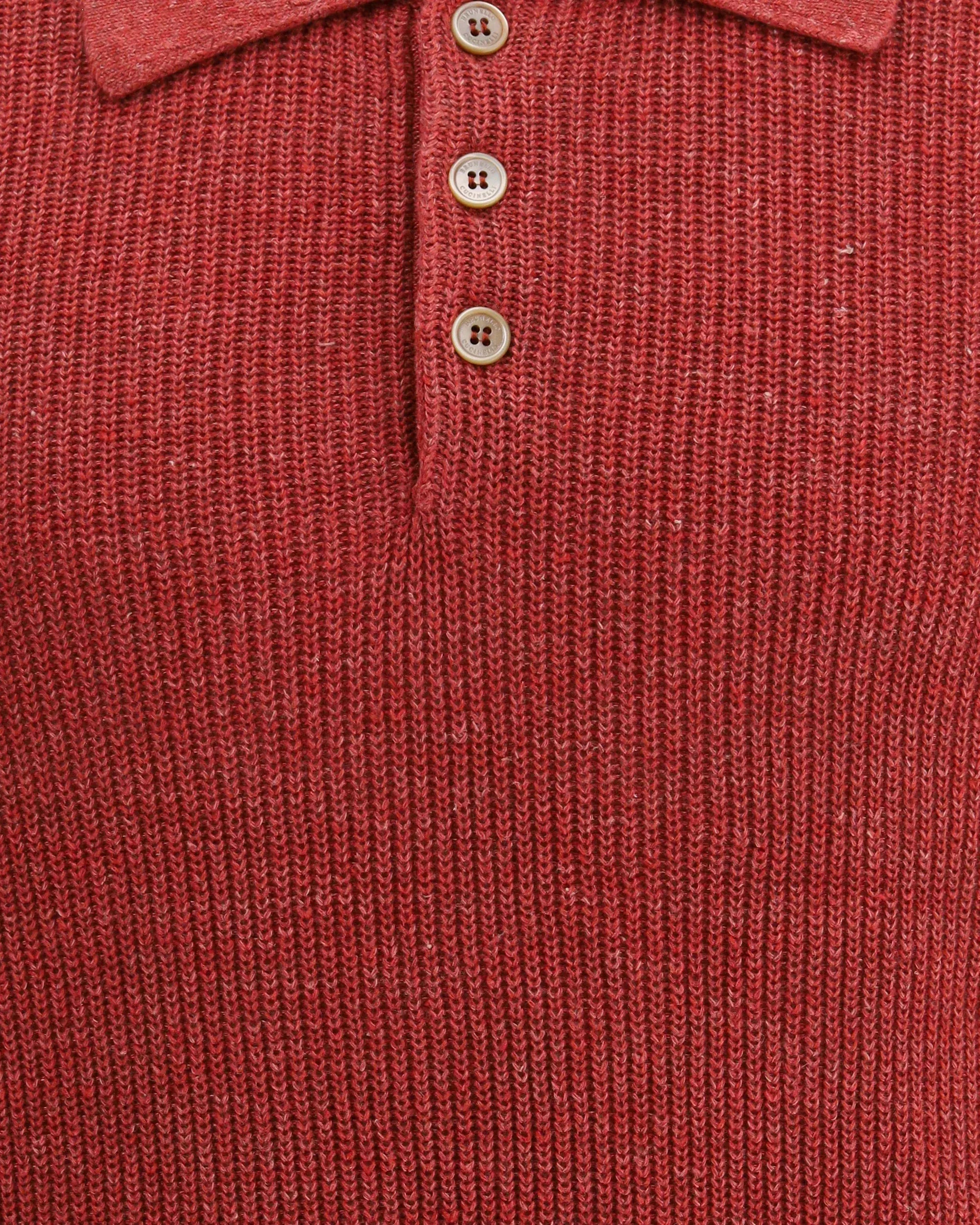 Brunello Cucinelli Ribbed Linen-Cotton Polo Sweater