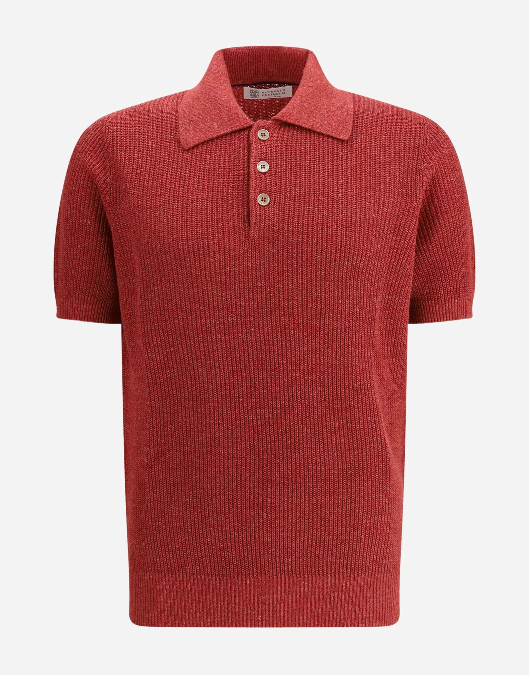 Brunello Cucinelli Ribbed Linen-Cotton Polo Sweater