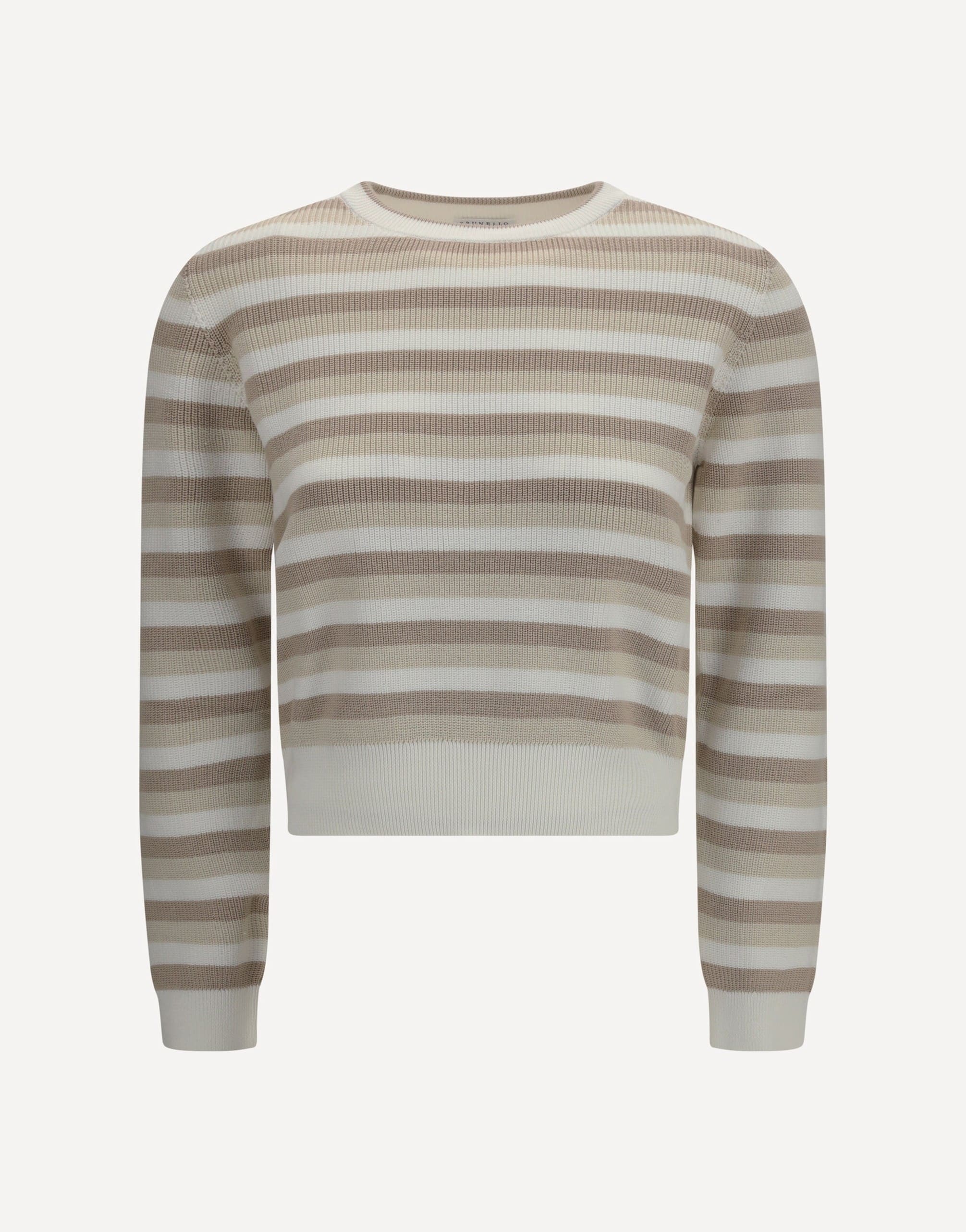 Brunello Cucinelli Ribbed Striped Cotton Sweater