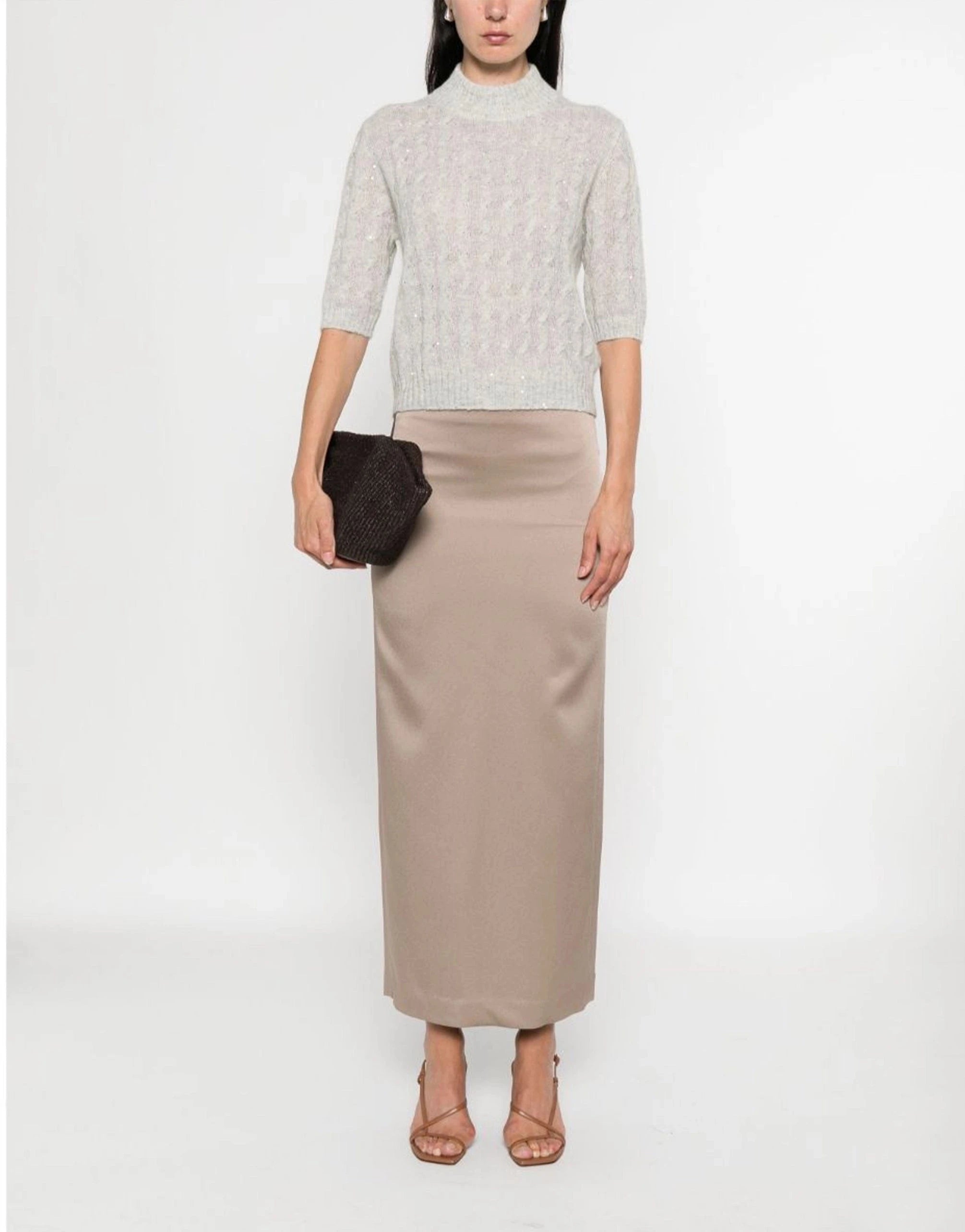 Brunello Cucinelli Satin Midi Skirt