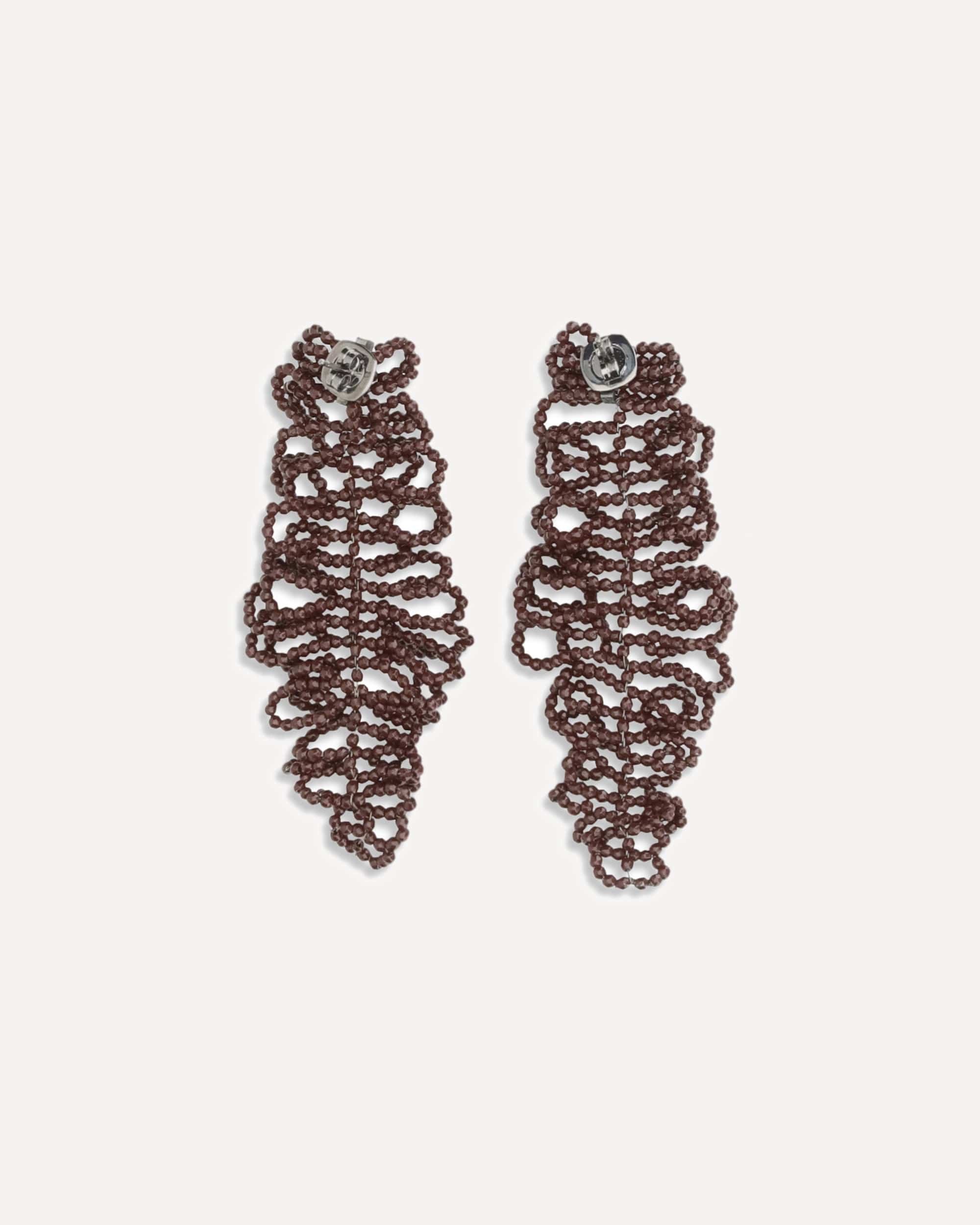 Brunello Cucinelli Sculptured Leaf Earrings In 925 Sterling Silver