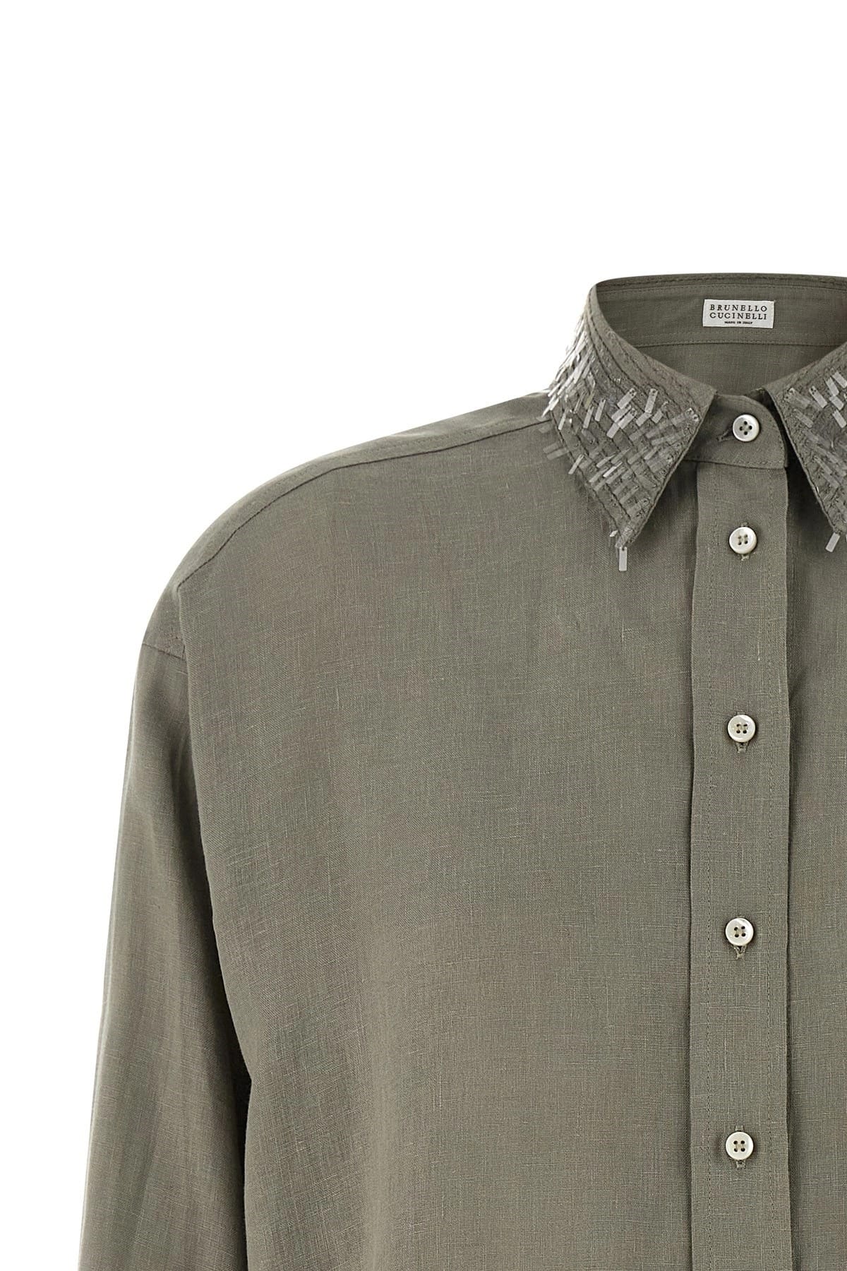 Brunello Cucinelli Brunello Cucinelli Sequin Collar Linen Shirt