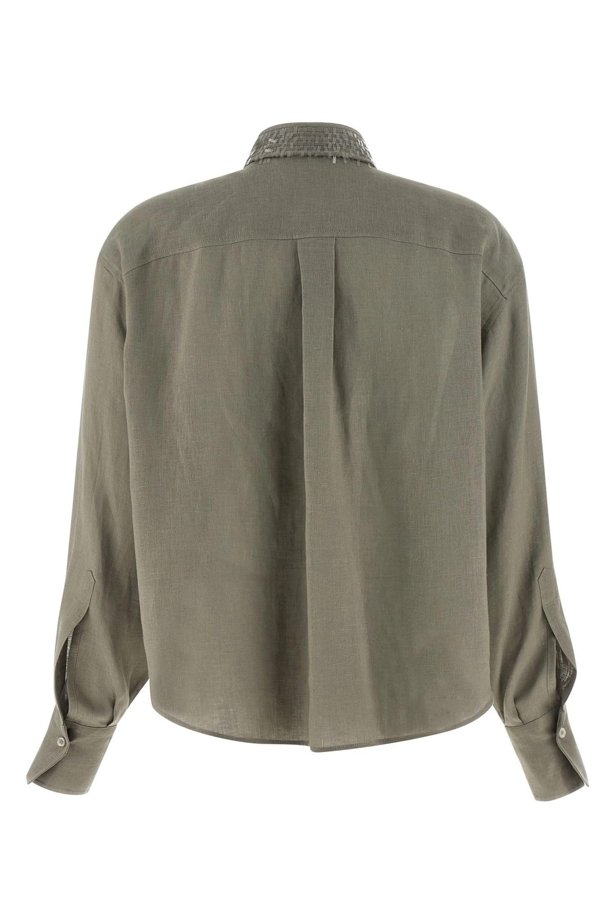 Brunello Cucinelli Sequin Collar Linen Shirt - alternate view
