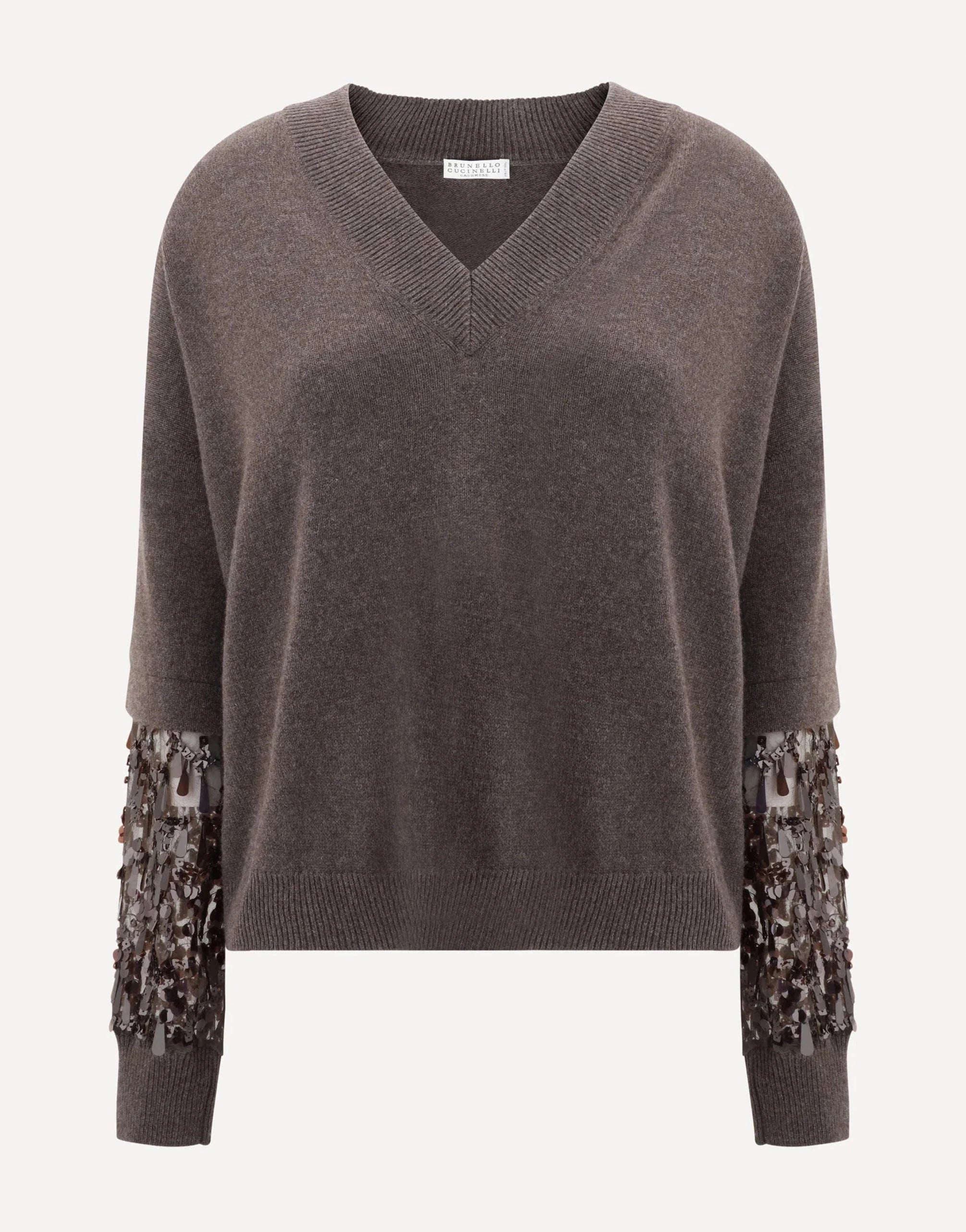 Brunello Cucinelli Sequin-Embellished Sleeve Sweater