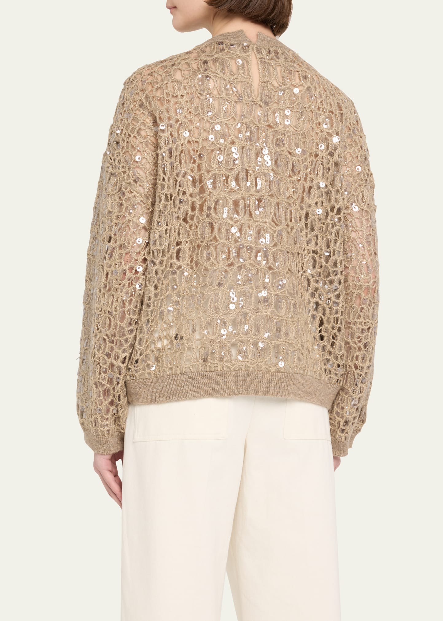 Brunello Cucinelli Sequined Embroidered Mohair Wool Sweater