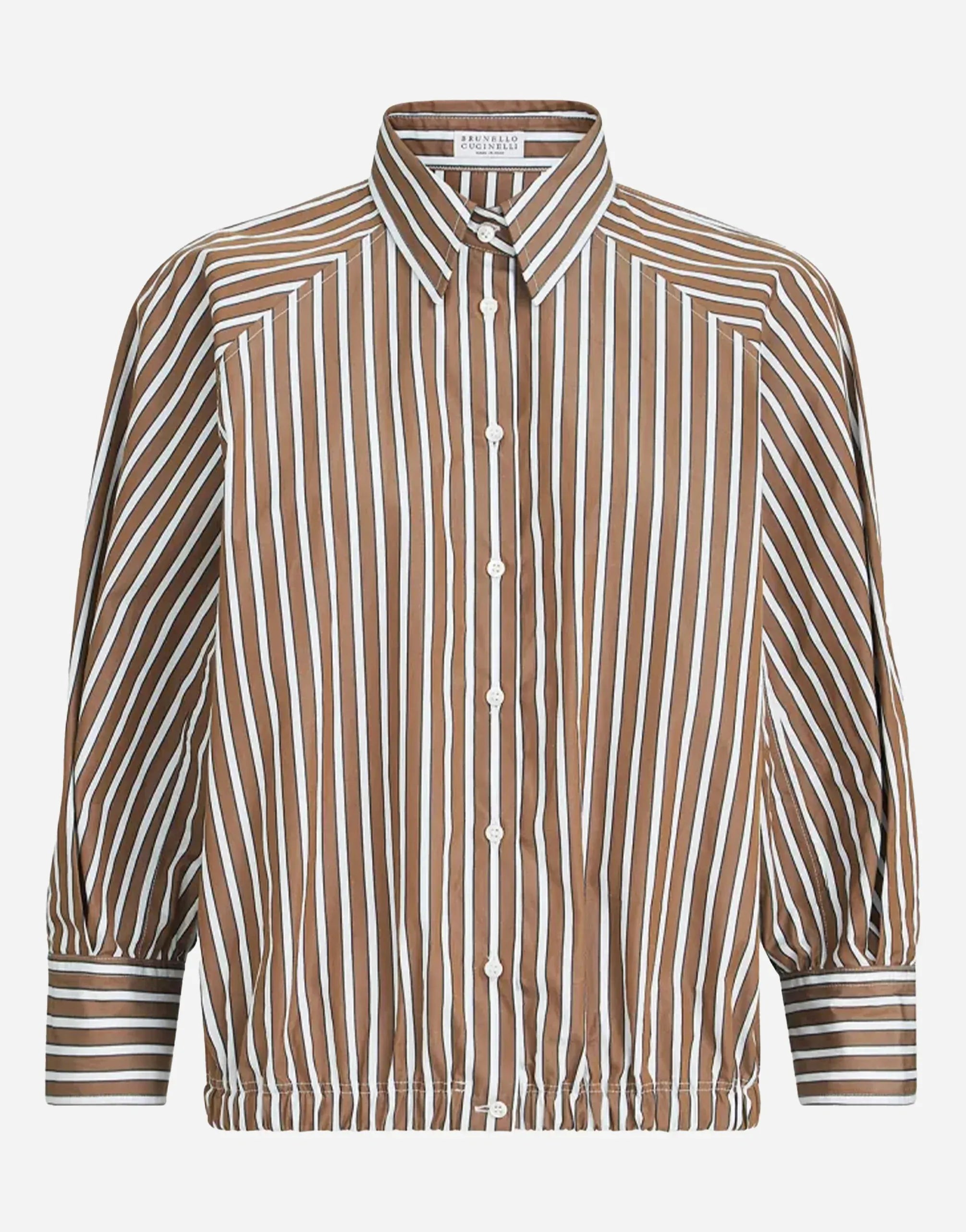 Brunello Cucinelli Shadow Stripe Poplin Monili Shirt