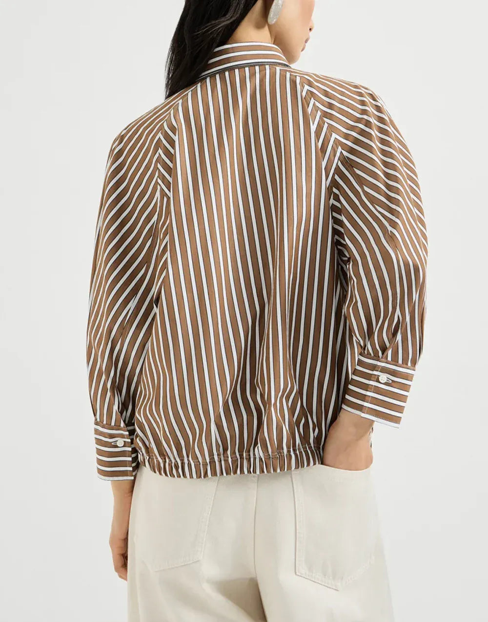 Brunello Cucinelli Shadow Stripe Poplin Monili Shirt