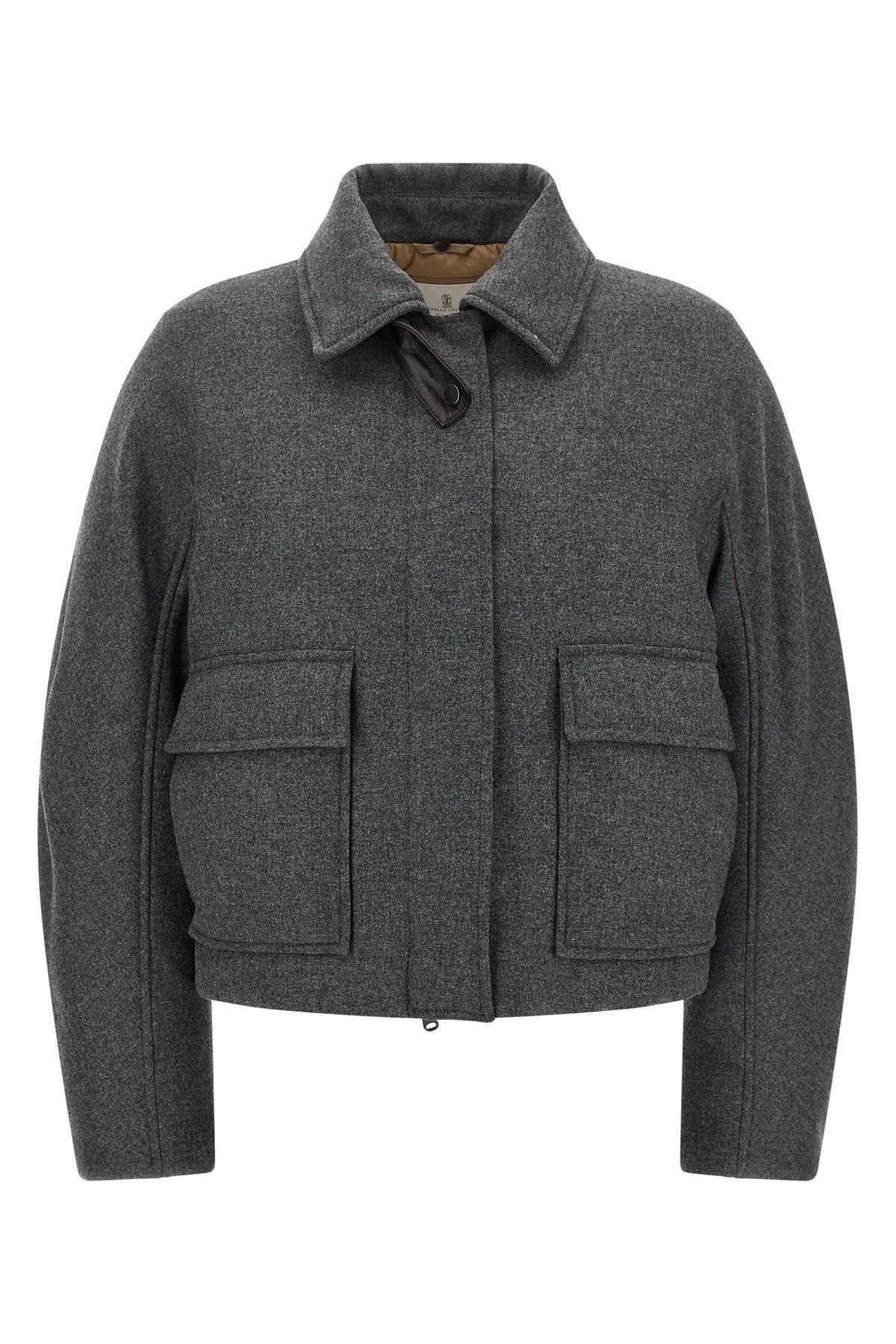 Brunello Cucinelli Shearling Collar Cropped Jacket