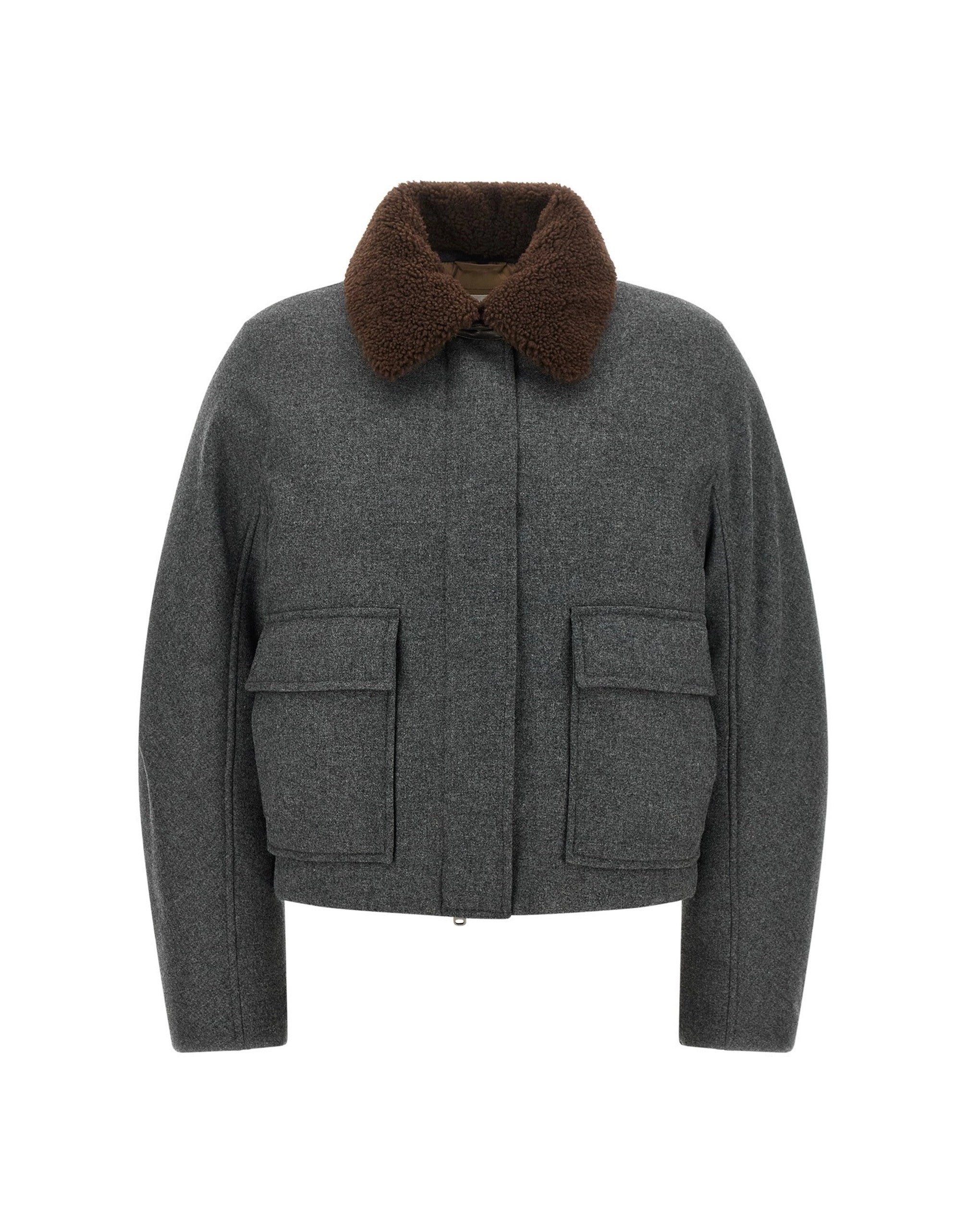Brunello Cucinelli Shearling Collar Cropped Jacket