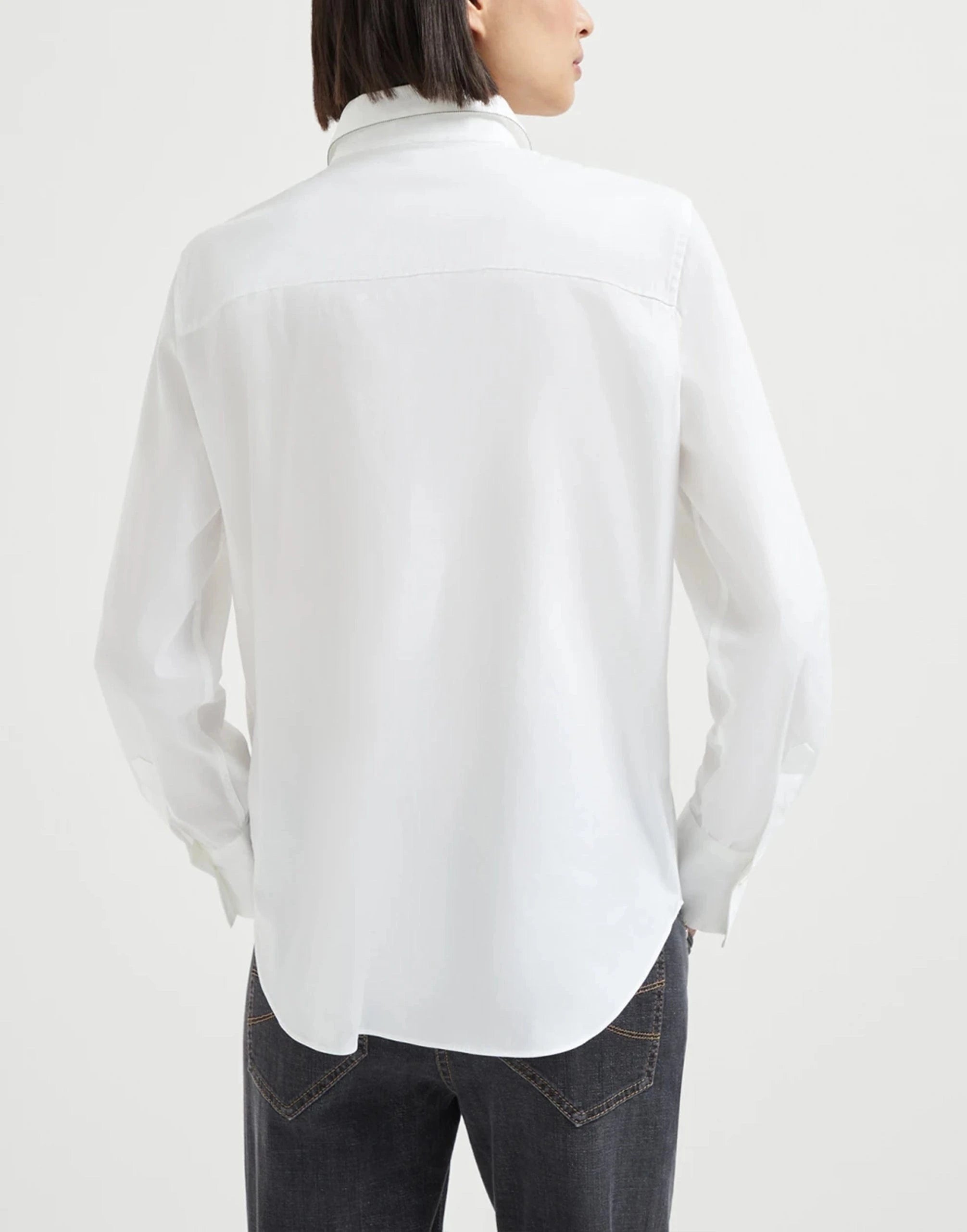 Brunello Cucinelli Shiny-Collar Cotton Poplin Shirt