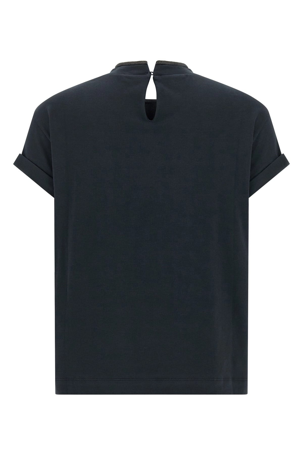 Brunello Cucinelli Glanzende kraag T-shirt - alternate view