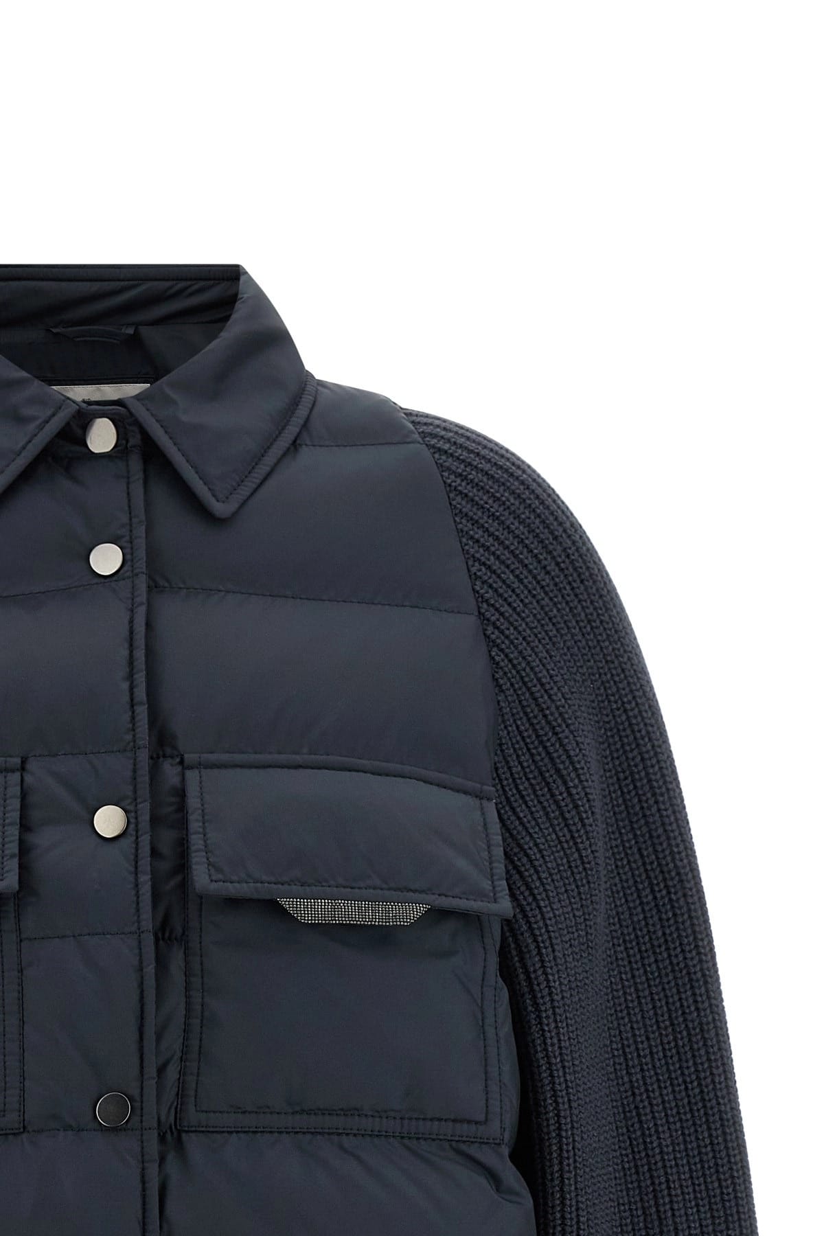 Brunello Cucinelli Brunello Cucinelli Shiny Flap Detail Down Jacket